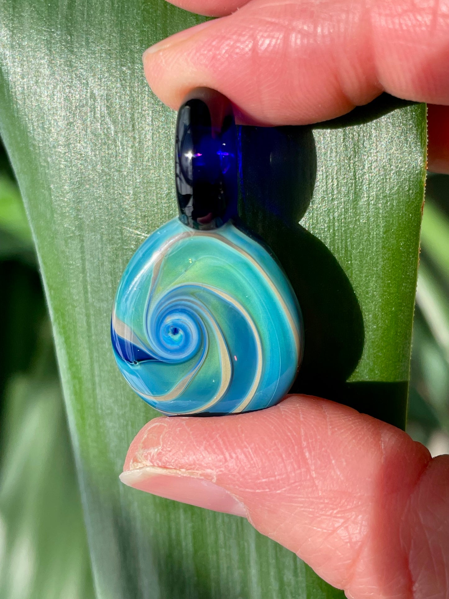 Ocean Waves Necklace for Women, Nautical Sea Glass Beach Jewelry, Blown Glass Artisan Pendant, woman birthday gift, Ocean Inspired Gift Idea