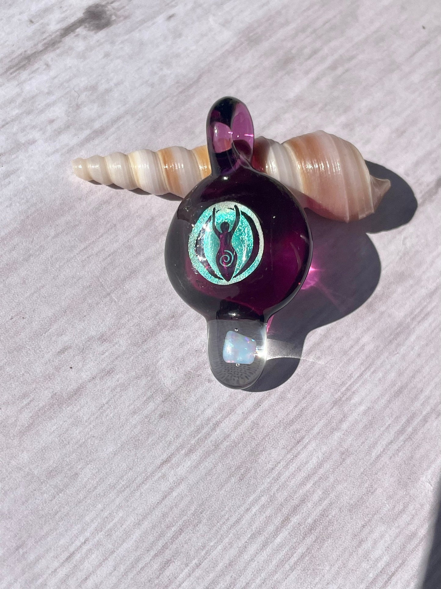 Sacred Goddess Pendant, Empowered Feminine Energy, Small Glass Necklace, Birthday Present for sister, Boho Necklace for her, Wiccan Woman