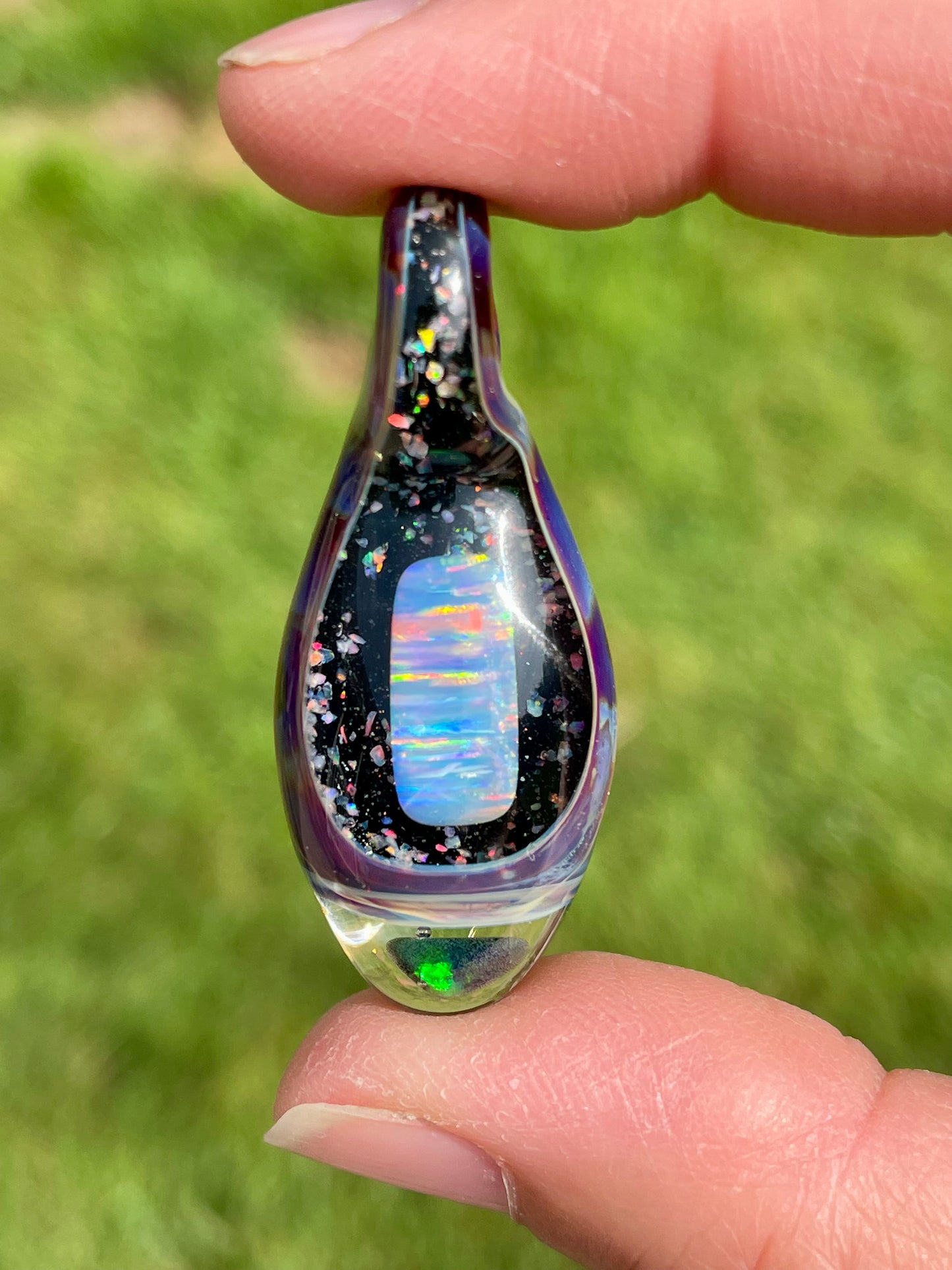 Handmade Glass Opal Pendant Necklace, One of a Kind Opal Pendant, Gemstone Jewelry, Anniversary Gift, Birthday Gift, Mothers Day Gift Idea