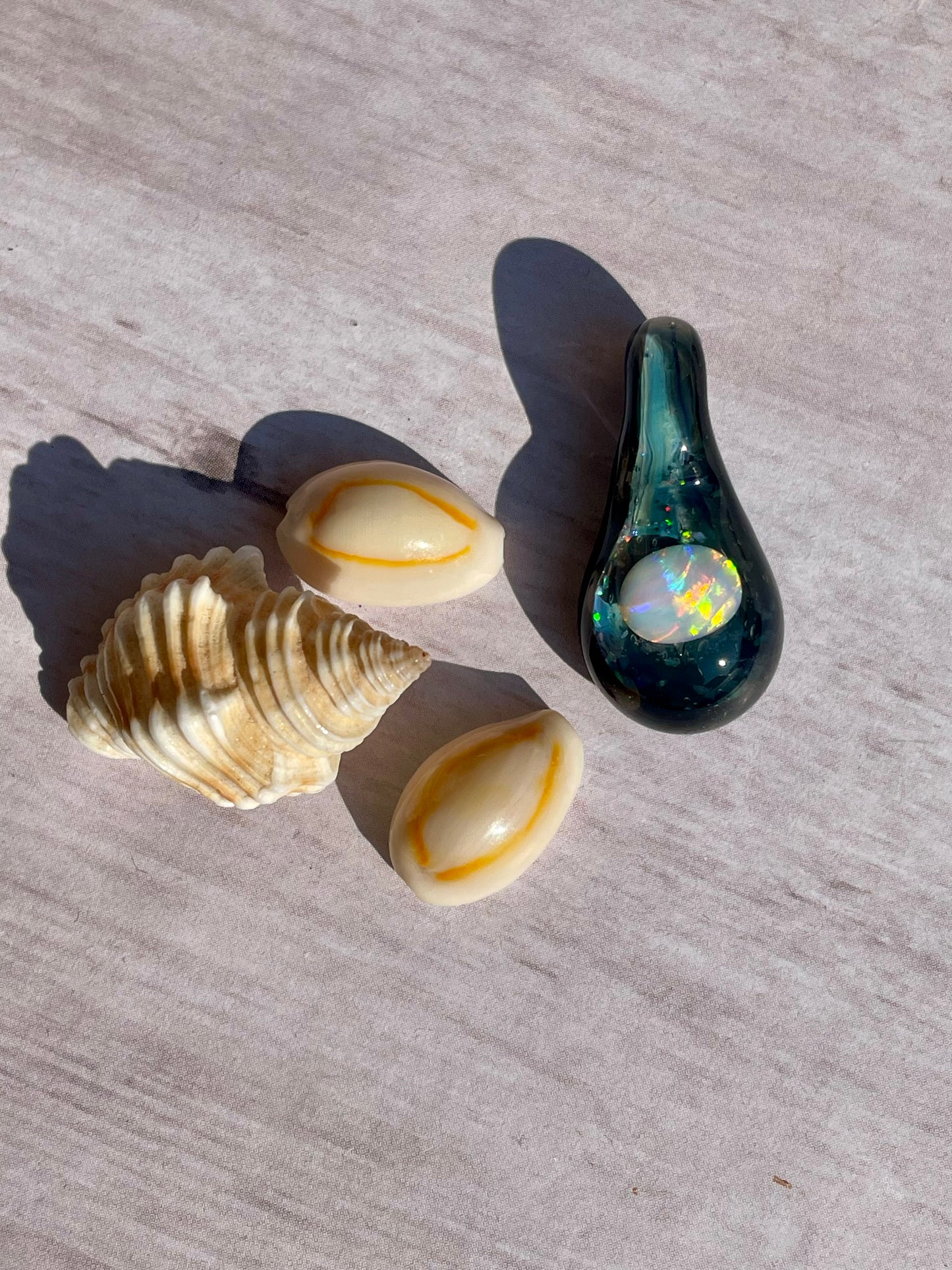 Heady Glass Opal Pendant, Black Blown Glass Pendant, Lampwork Focal Bead, Unique October Birthday Gift, Opal Necklace, Glass Opal Pendant