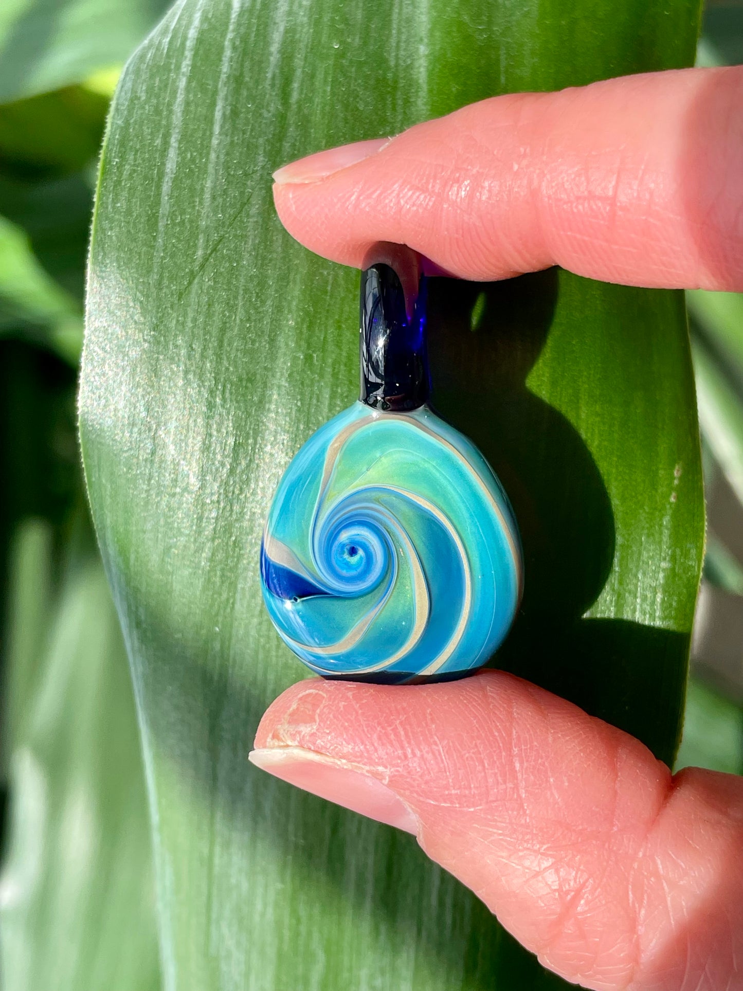 Ocean Waves Necklace for Women, Nautical Sea Glass Beach Jewelry, Blown Glass Artisan Pendant, woman birthday gift, Ocean Inspired Gift Idea