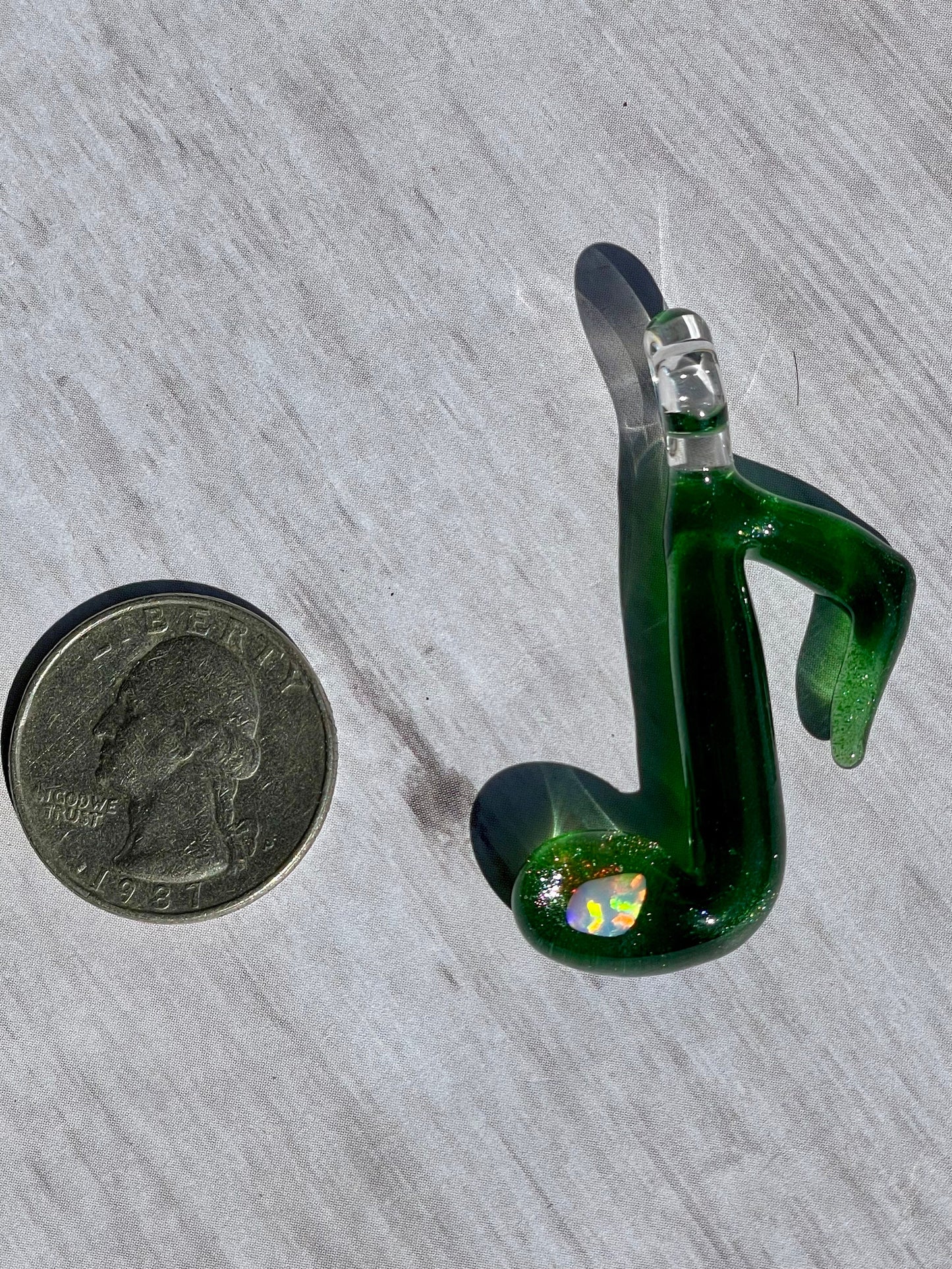 Glass Music Note Pendant, Opal Necklace for Her, Simple Music Jewelry, October Birthstone, Anniversary Gift, Valentines Day Gift for Wife