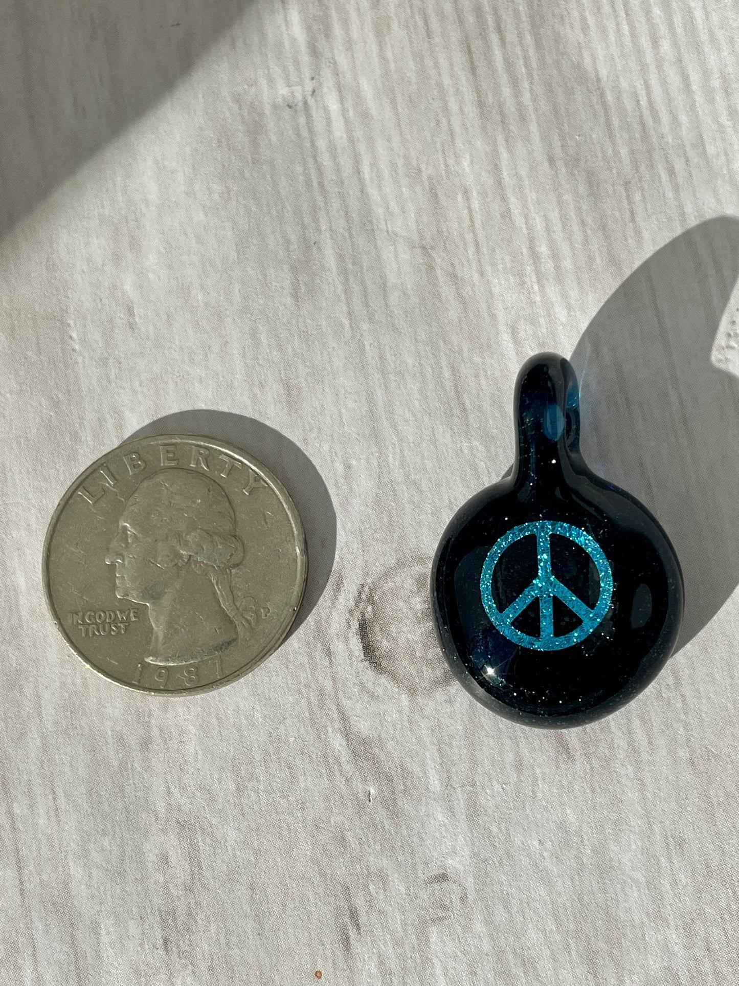Peace Necklace - Gift for Her - Blown Glass Dichroic Pendant - Sister Birthday Gift - Lampwork Focal Charm Bead - Unique Peace Sign Pendant