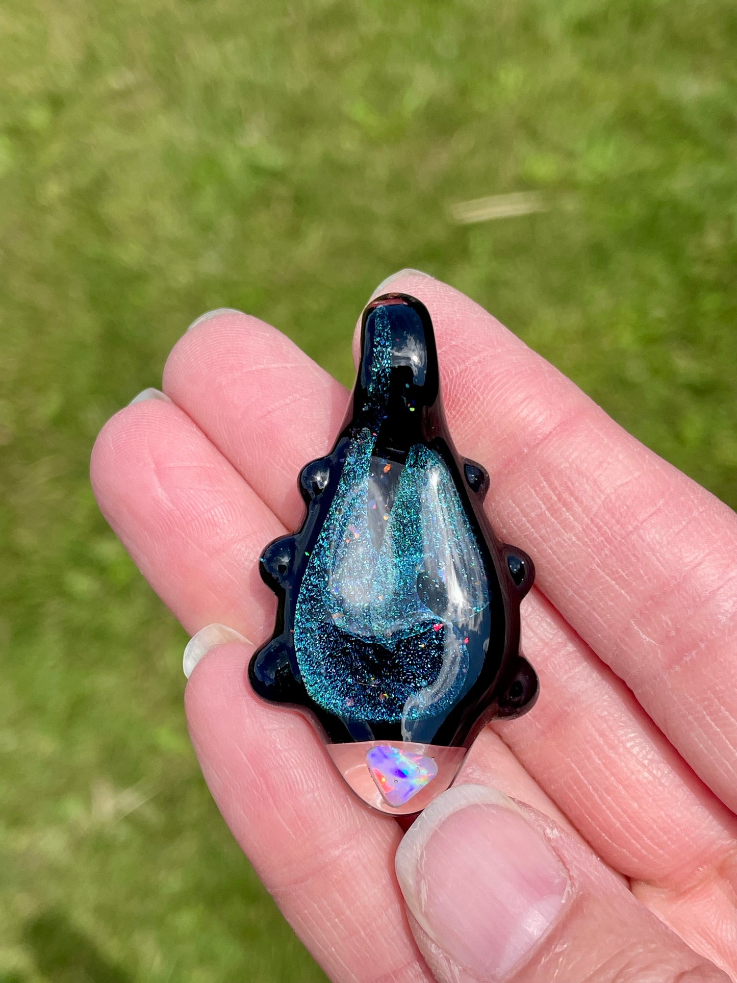 Handmade Glass Opal Dichro Pendant, Unique Birthday Gift Idea, Mystical Jewelry, Opal Pendant, Beautiful Opal Necklace, Stunning Necklace