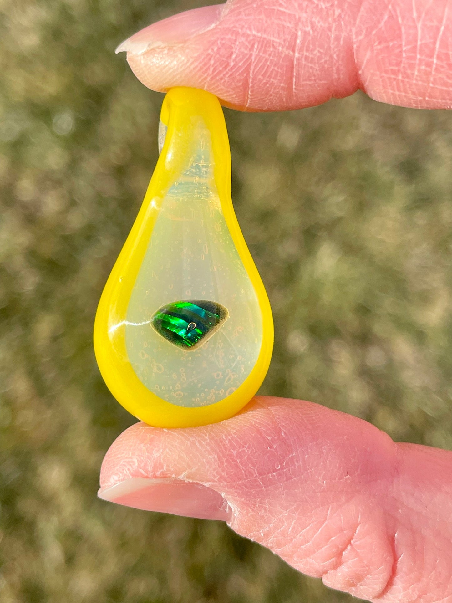 Blown Glass Necklace, Artisan Jewelry for Women, Gift for Girlfriend, Unique Gift For Daughter, Blown Glass Opal Necklace, Heady Pendant