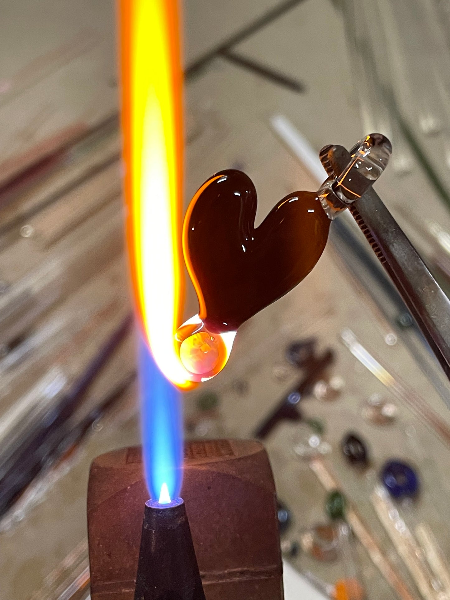 Blown Glass Opal Pendant, Black Heart Necklace for Her, Opal Heart Jewelry, Anniversary Gift gift for wife, Graduation Gift for daughter