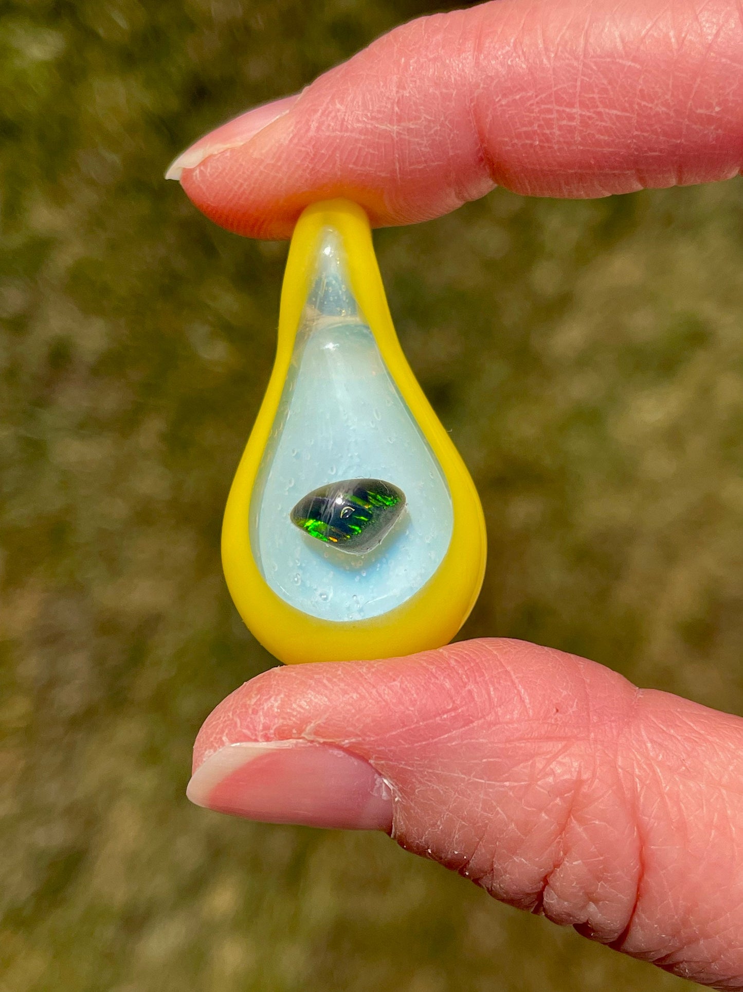 Blown Glass Necklace, Artisan Jewelry for Women, Gift for Girlfriend, Unique Gift For Daughter, Blown Glass Opal Necklace, Heady Pendant