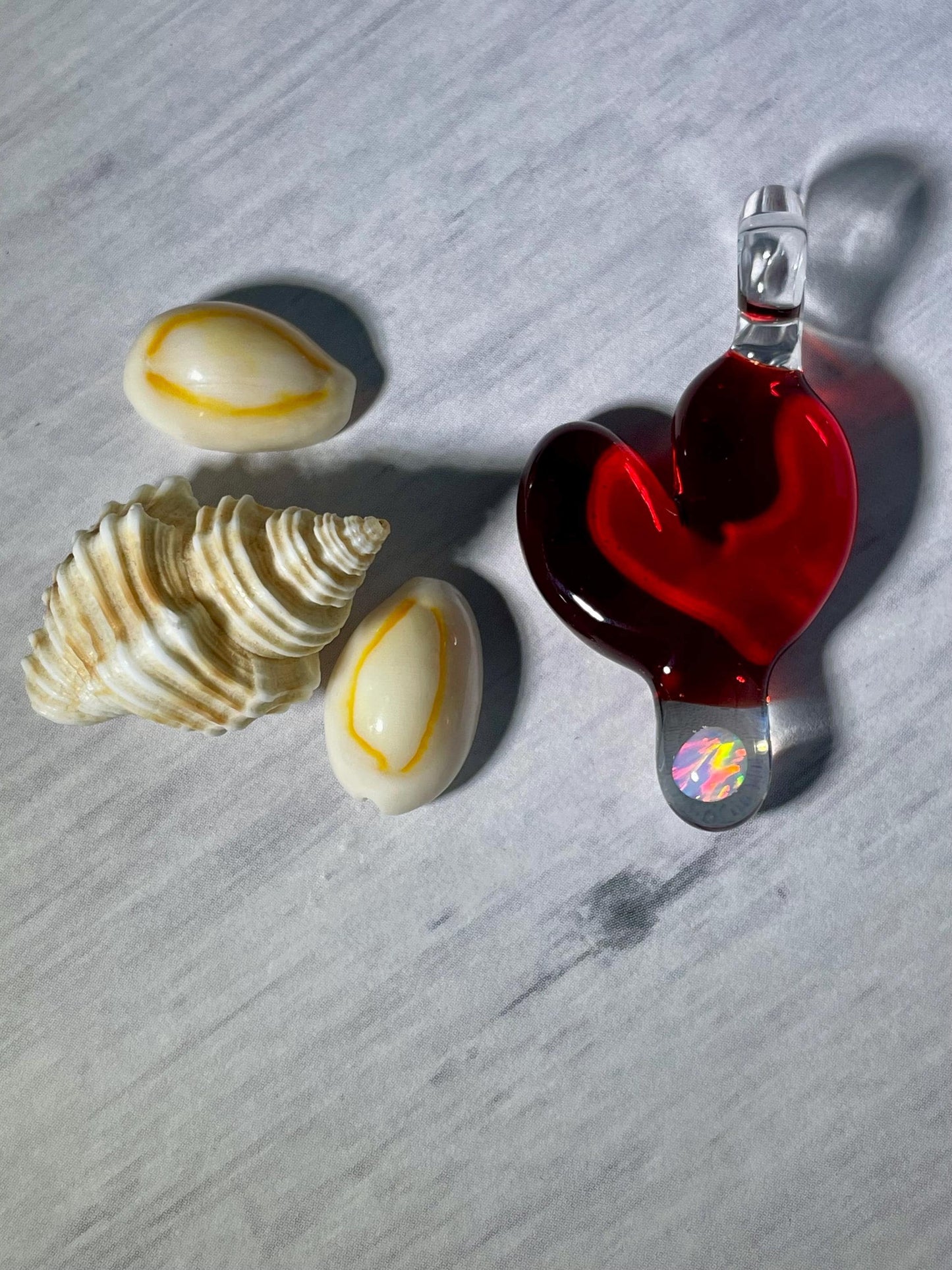 Blown Glass Heart Pendant Opal Necklace for Her, Simple Heart Jewelry, Birthday Gift for wife, Anniversary Gift, Valentines Day Gift Idea