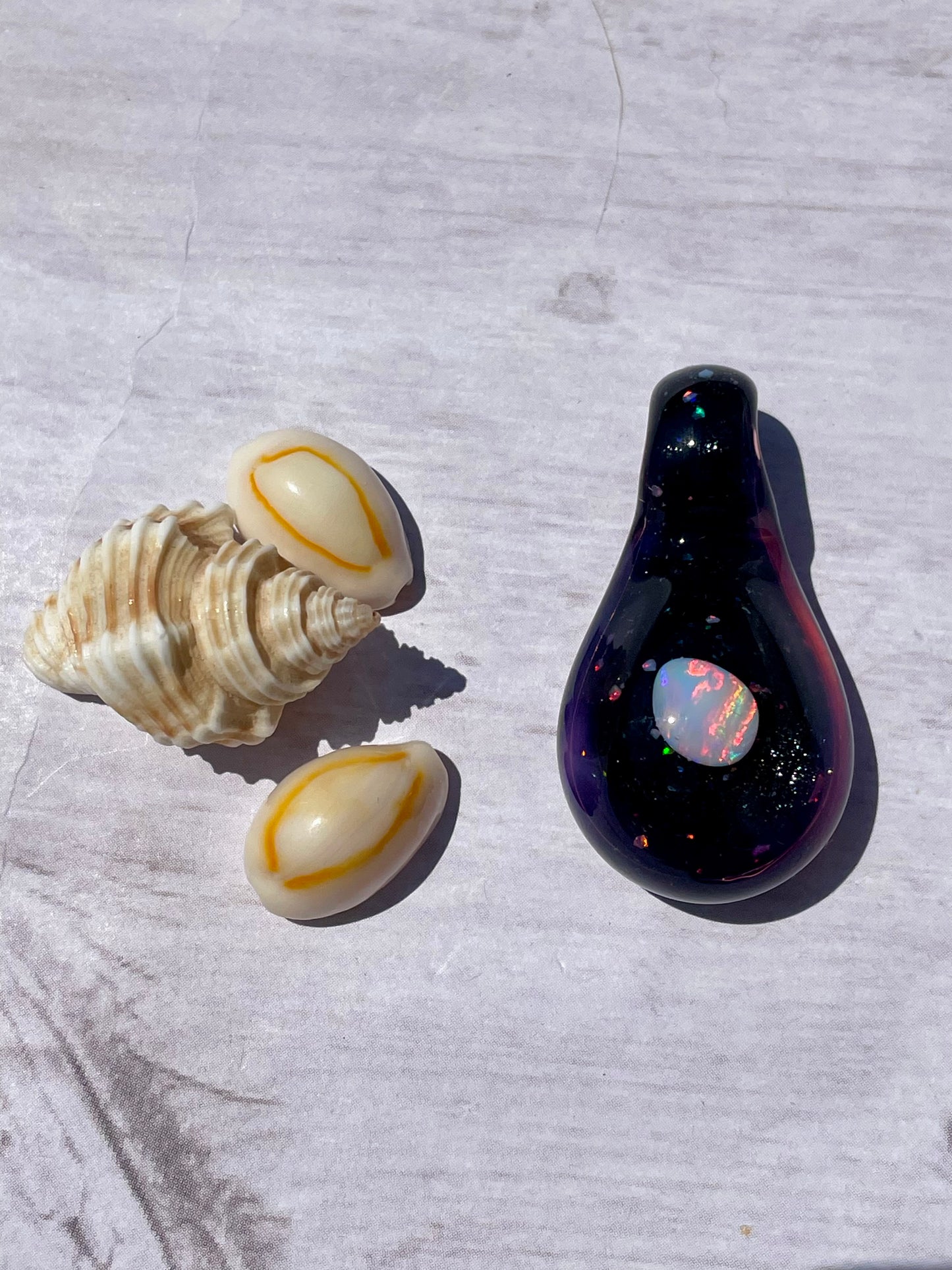 Small Glass Opal Pendant, Unique Glass Pendant, Opal Necklace, Galaxy Pendant, gift for daughter, Gift for Graduate, October Birthday Gift