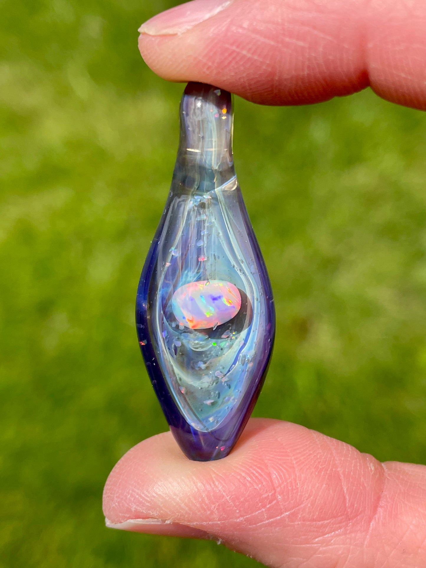 Handmade Beautiful Opal Necklace, Small Glass Pendant, Gemstone Jewelry, Mystical Pendant for her, Unique Birthday Gift, Gift for Graduate