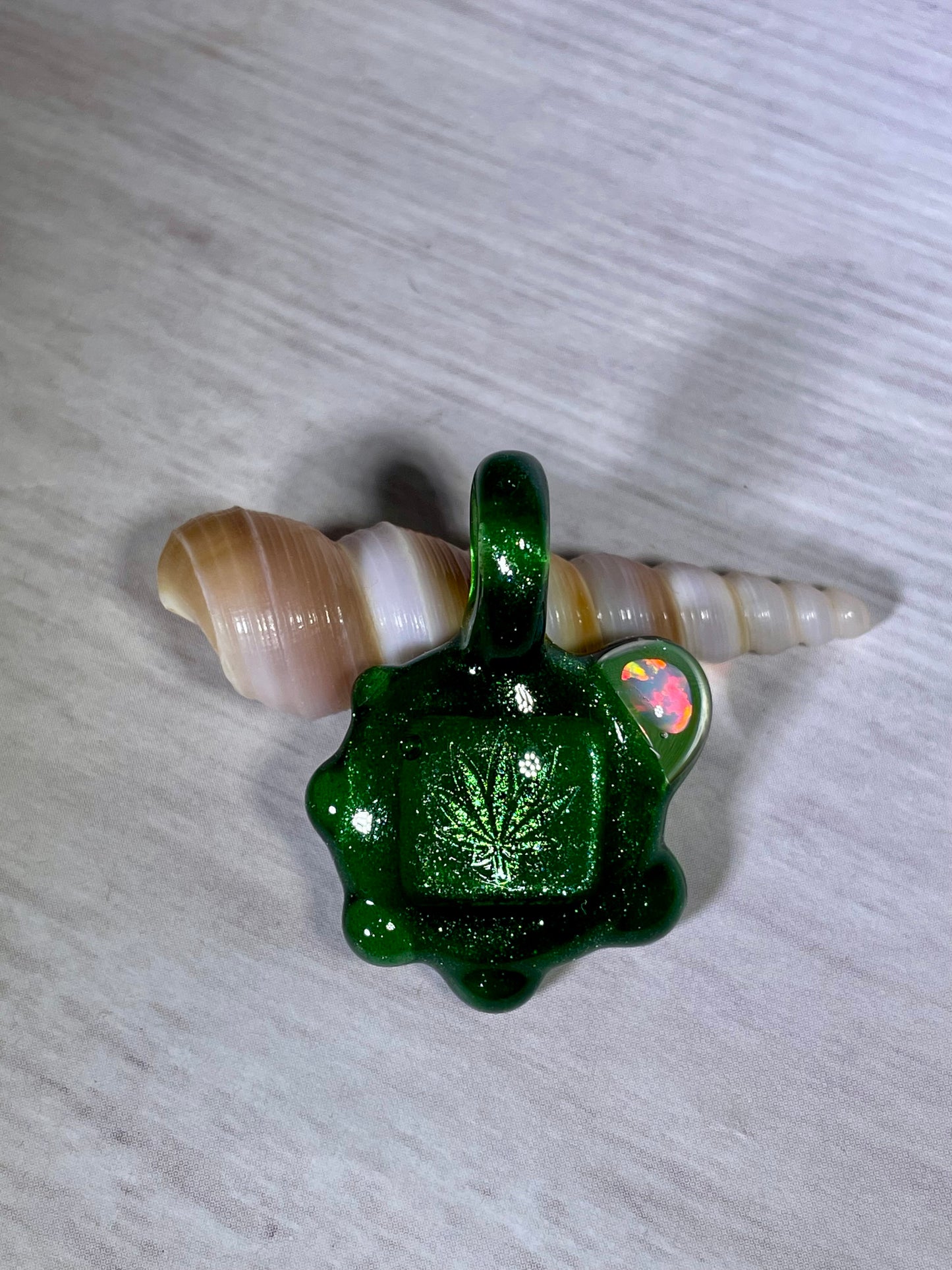 Cannabis Necklace, Birthday Gift for Women, Birthday Gift for Her, Pot Leaf Pendant for Him, Small Glass Pendant, Stoner Chick, Unique Gift