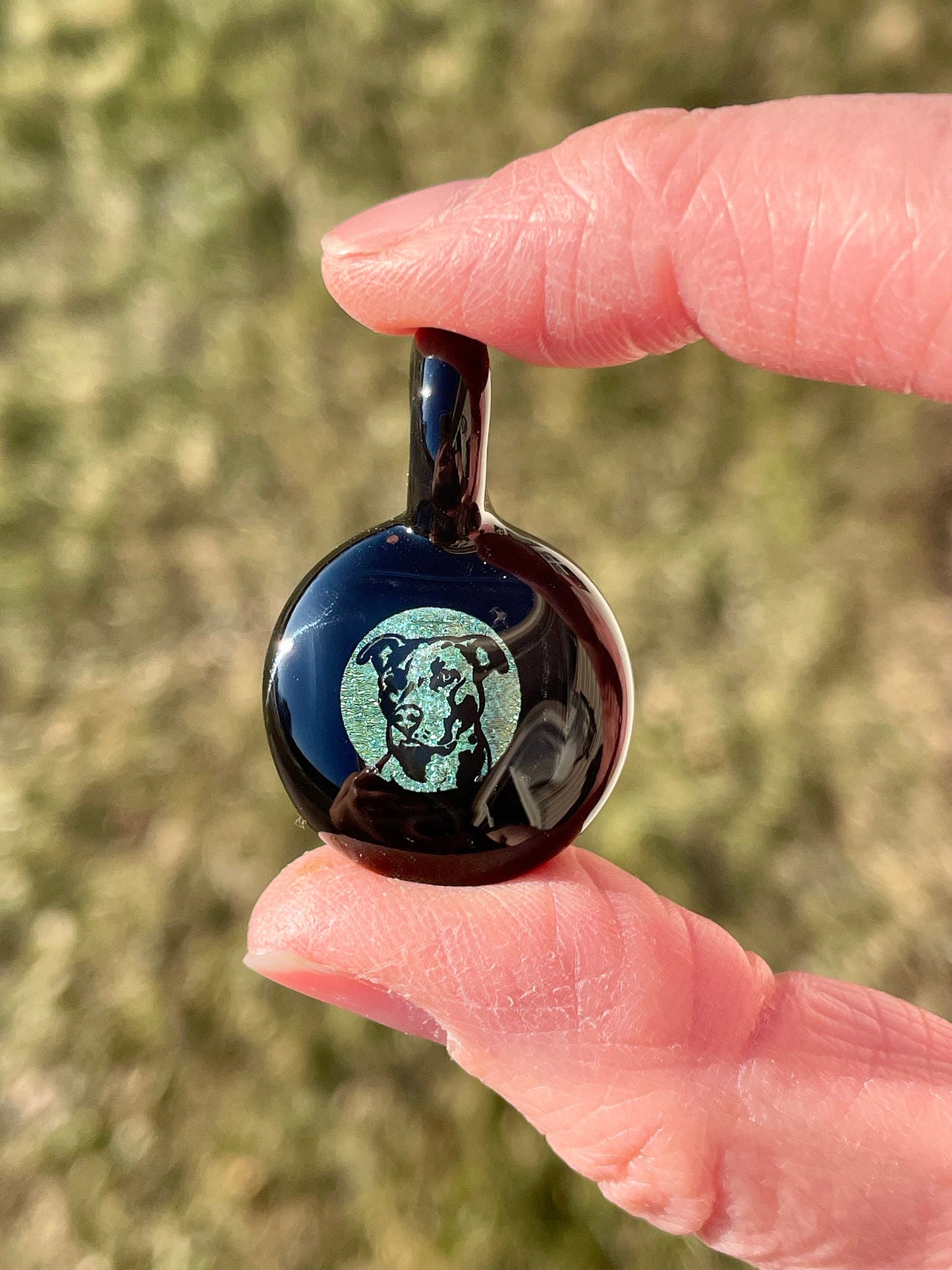 Blown Glass Necklace, Pitbull Mom Gifts, Rescue dog mom jewelry, birthday mom gift from dog, American Staffordshire Terrier, dog lover gift