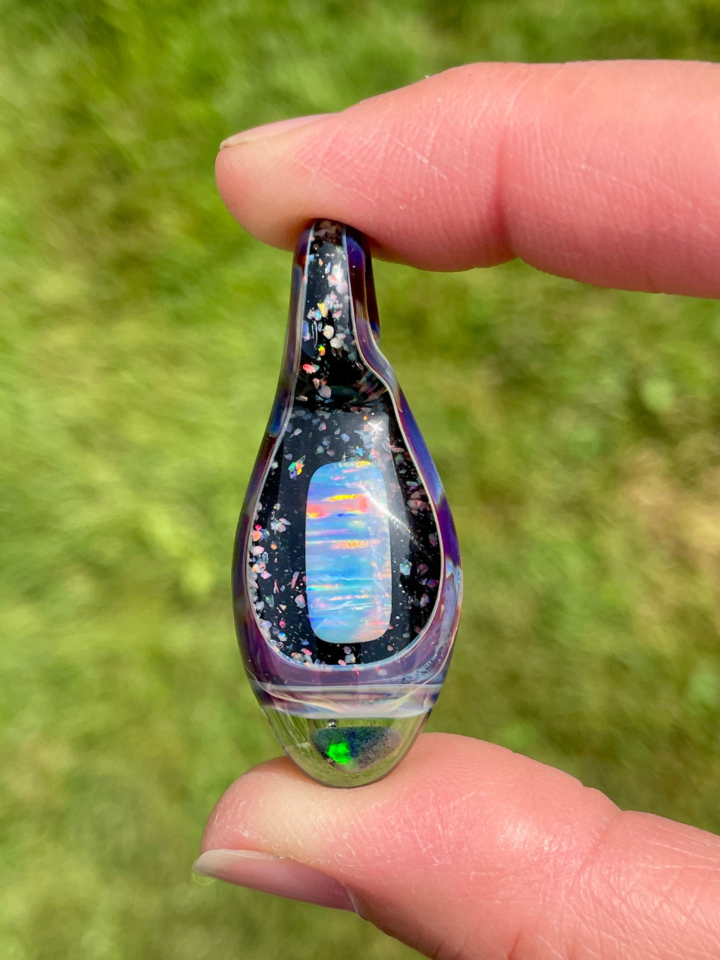 Handmade Glass Opal Pendant Necklace, One of a Kind Opal Pendant, Gemstone Jewelry, Anniversary Gift, Birthday Gift, Mothers Day Gift Idea
