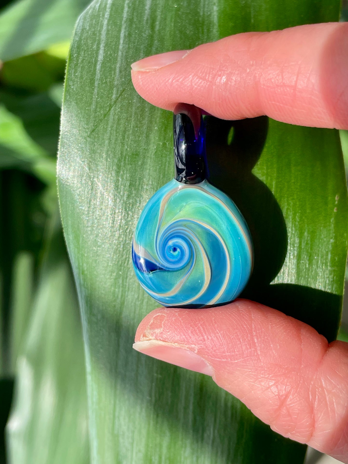 Ocean Waves Necklace for Women, Nautical Sea Glass Beach Jewelry, Blown Glass Artisan Pendant, woman birthday gift, Ocean Inspired Gift Idea
