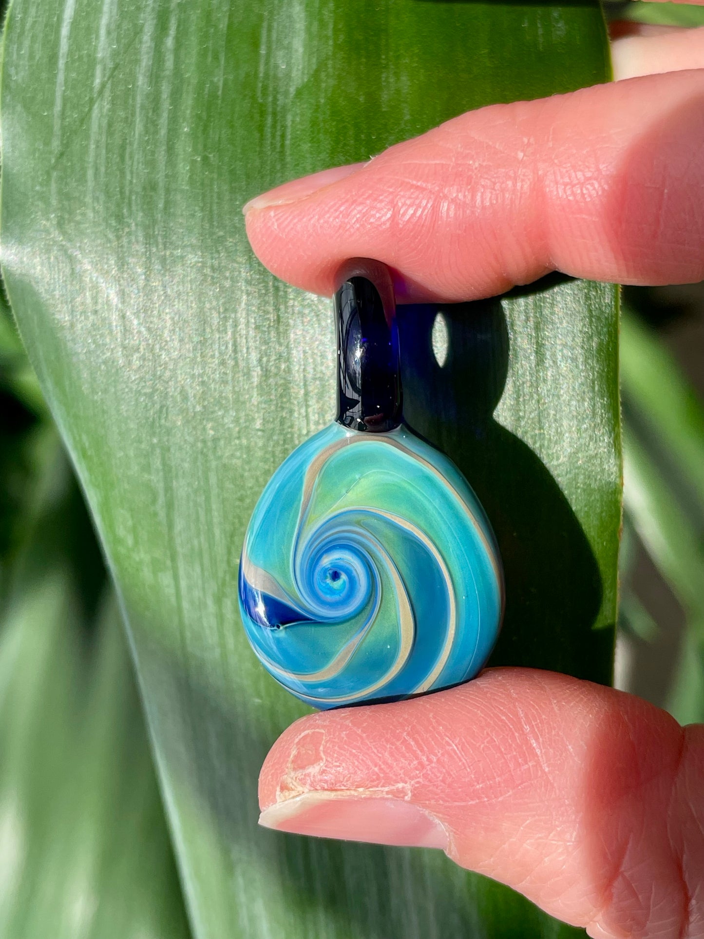 Ocean Waves Necklace for Women, Nautical Sea Glass Beach Jewelry, Blown Glass Artisan Pendant, woman birthday gift, Ocean Inspired Gift Idea