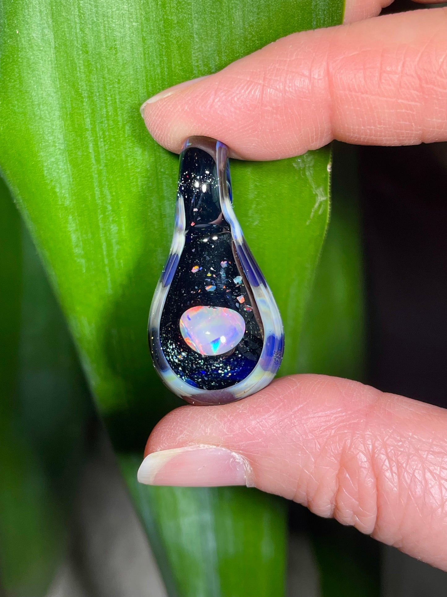 Handmade Small Glass Opal Pendant, Jewelry Gift, Opal Necklace, Birthday Gift, Mothers Day Gift, Pendant Necklaces, Gemstone Jewelry, Easter