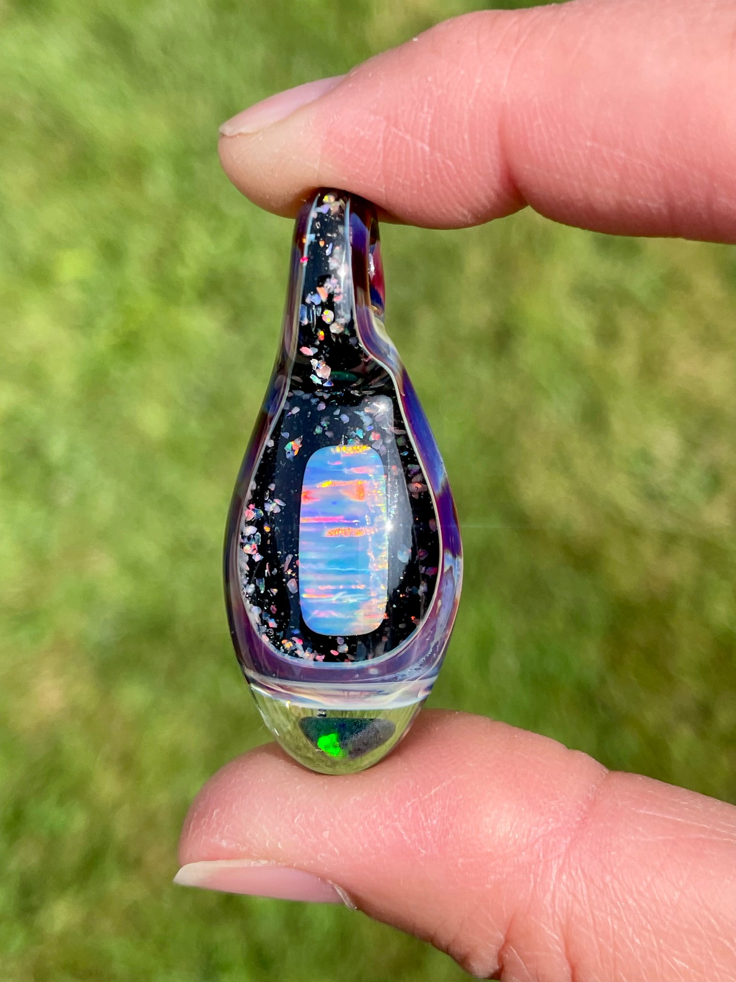 Handmade Glass Opal Pendant Necklace, One of a Kind Opal Pendant, Gemstone Jewelry, Anniversary Gift, Birthday Gift, Mothers Day Gift Idea