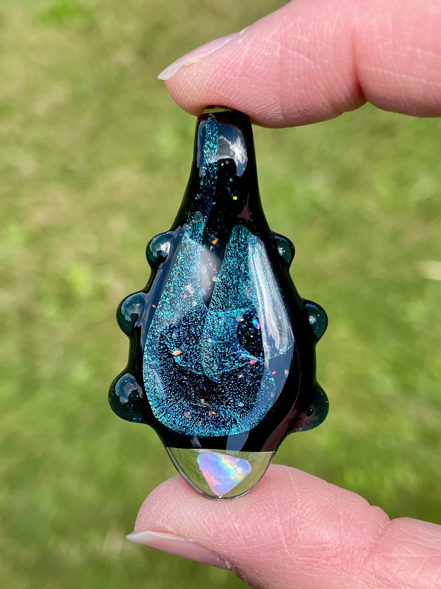 Handmade Glass Opal Dichro Pendant, Unique Birthday Gift Idea, Mystical Jewelry, Opal Pendant, Beautiful Opal Necklace, Stunning Necklace