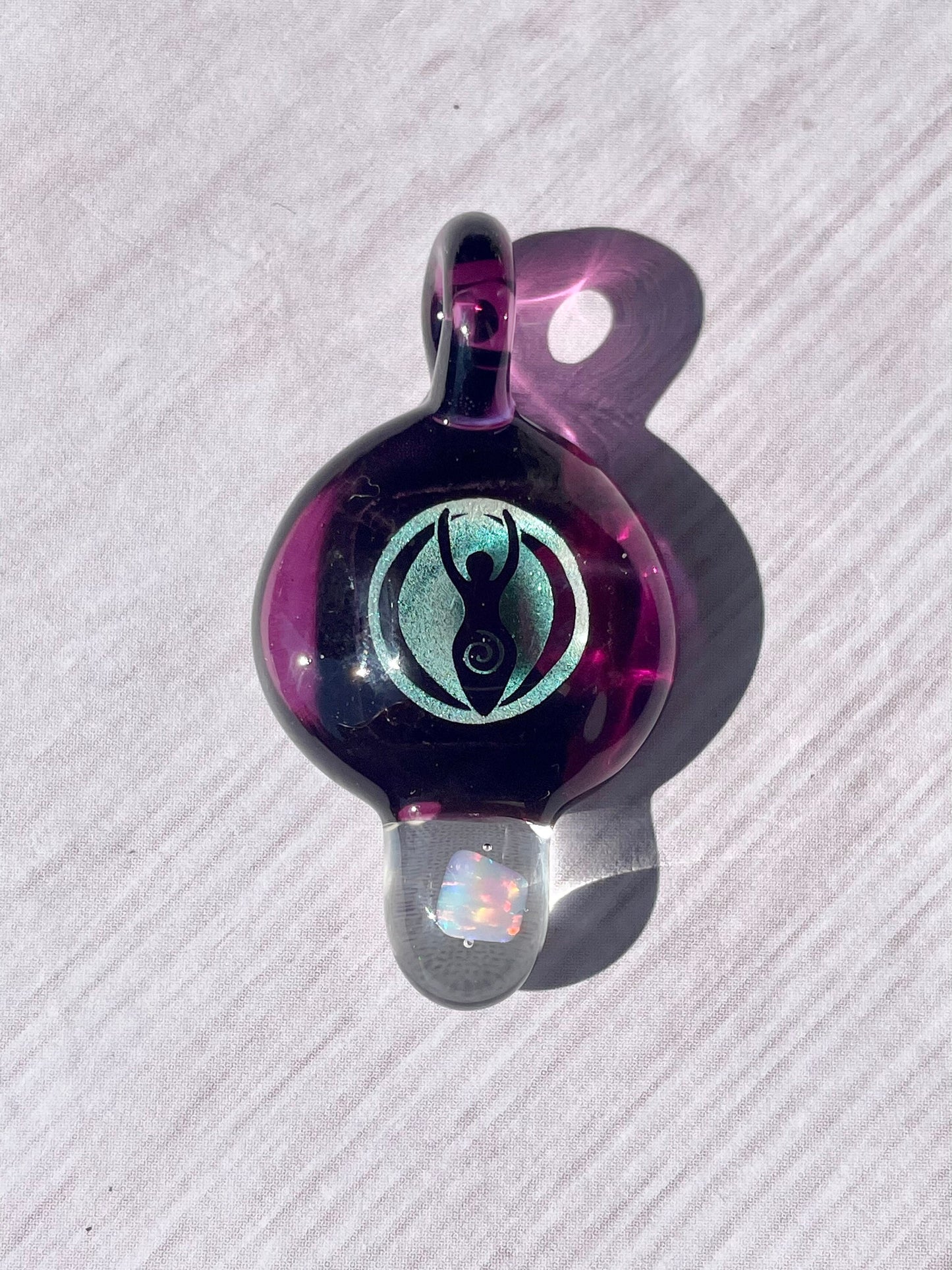 Sacred Goddess Pendant, Empowered Feminine Energy, Small Glass Necklace, Birthday Present for sister, Boho Necklace for her, Wiccan Woman