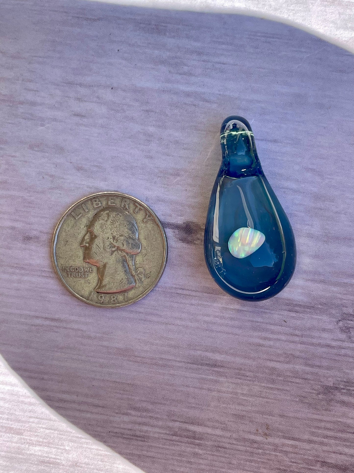 Small Glass Opal Pendant, Enchanting Blue Necklace, Ocean Inspired Gift Idea, Birthday Gift for her, Blue Mystical Jewelry, Valentines gift