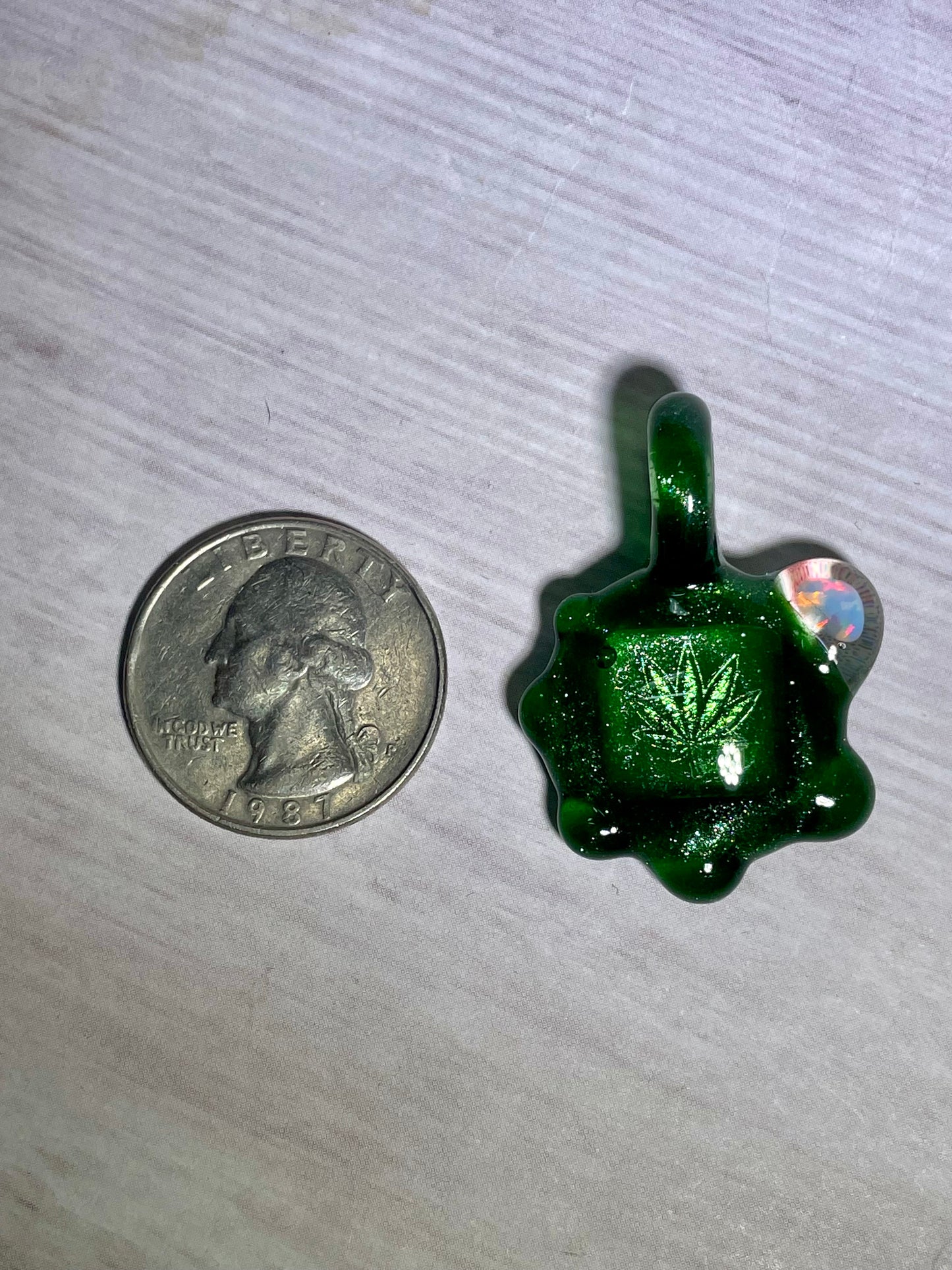 Cannabis Necklace, Birthday Gift for Women, Birthday Gift for Her, Pot Leaf Pendant for Him, Small Glass Pendant, Stoner Chick, Unique Gift
