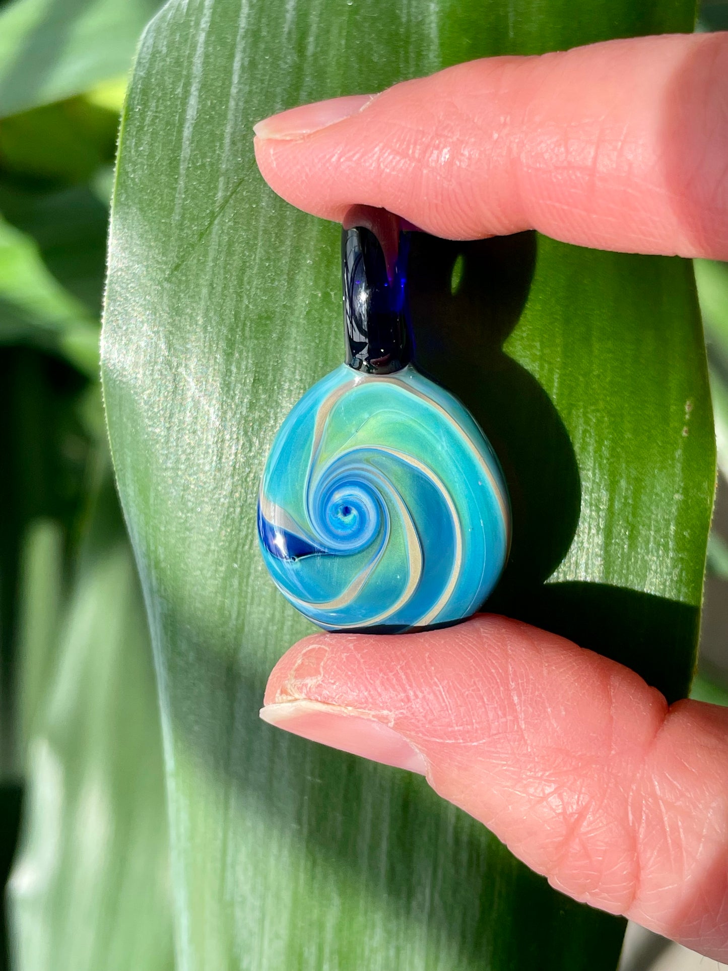 Ocean Waves Necklace for Women, Nautical Sea Glass Beach Jewelry, Blown Glass Artisan Pendant, woman birthday gift, Ocean Inspired Gift Idea