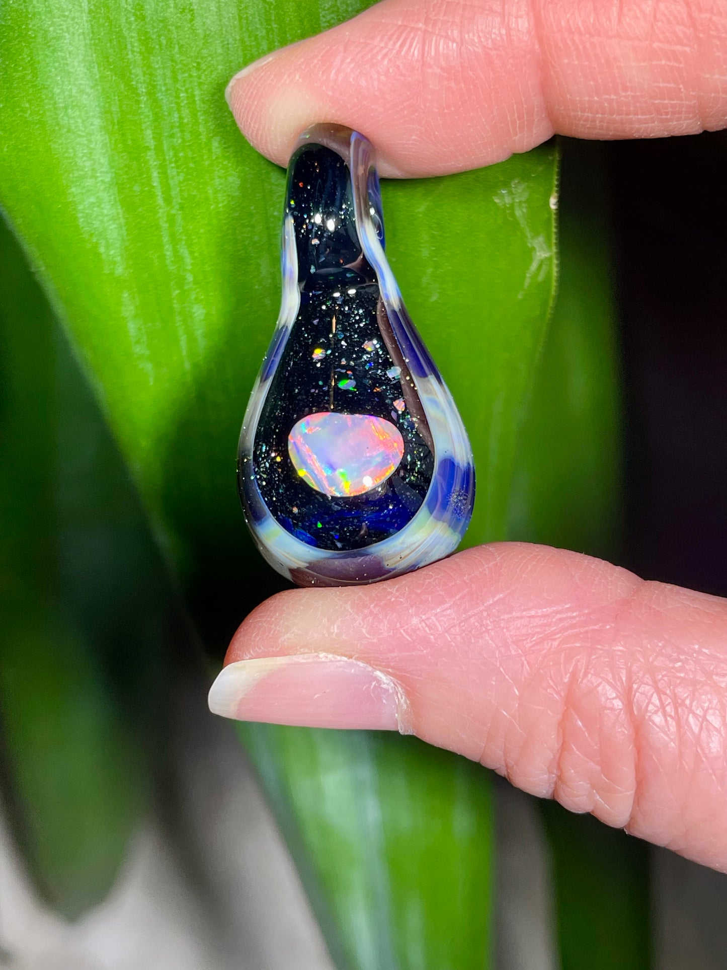 Handmade Small Glass Opal Pendant, Jewelry Gift, Opal Necklace, Birthday Gift, Mothers Day Gift, Pendant Necklaces, Gemstone Jewelry, Easter