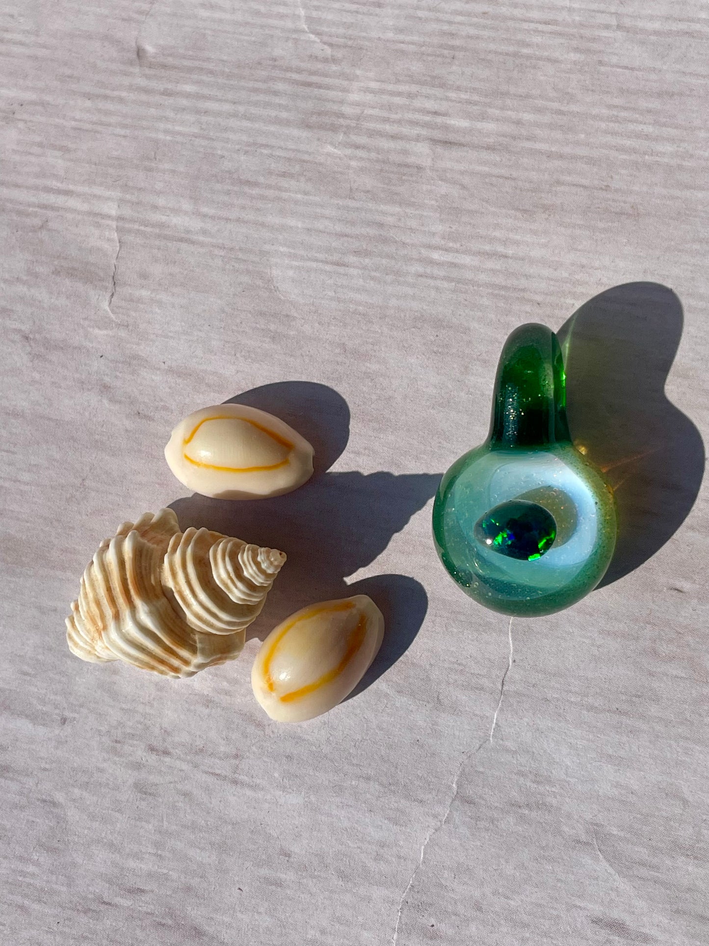 Small Glass Opal Pendant, Green Blown Glass Pendant, Lampwork Focal Bead, Mini Opal Necklace, Glass Cabochon, Unique Birthday Gift Idea