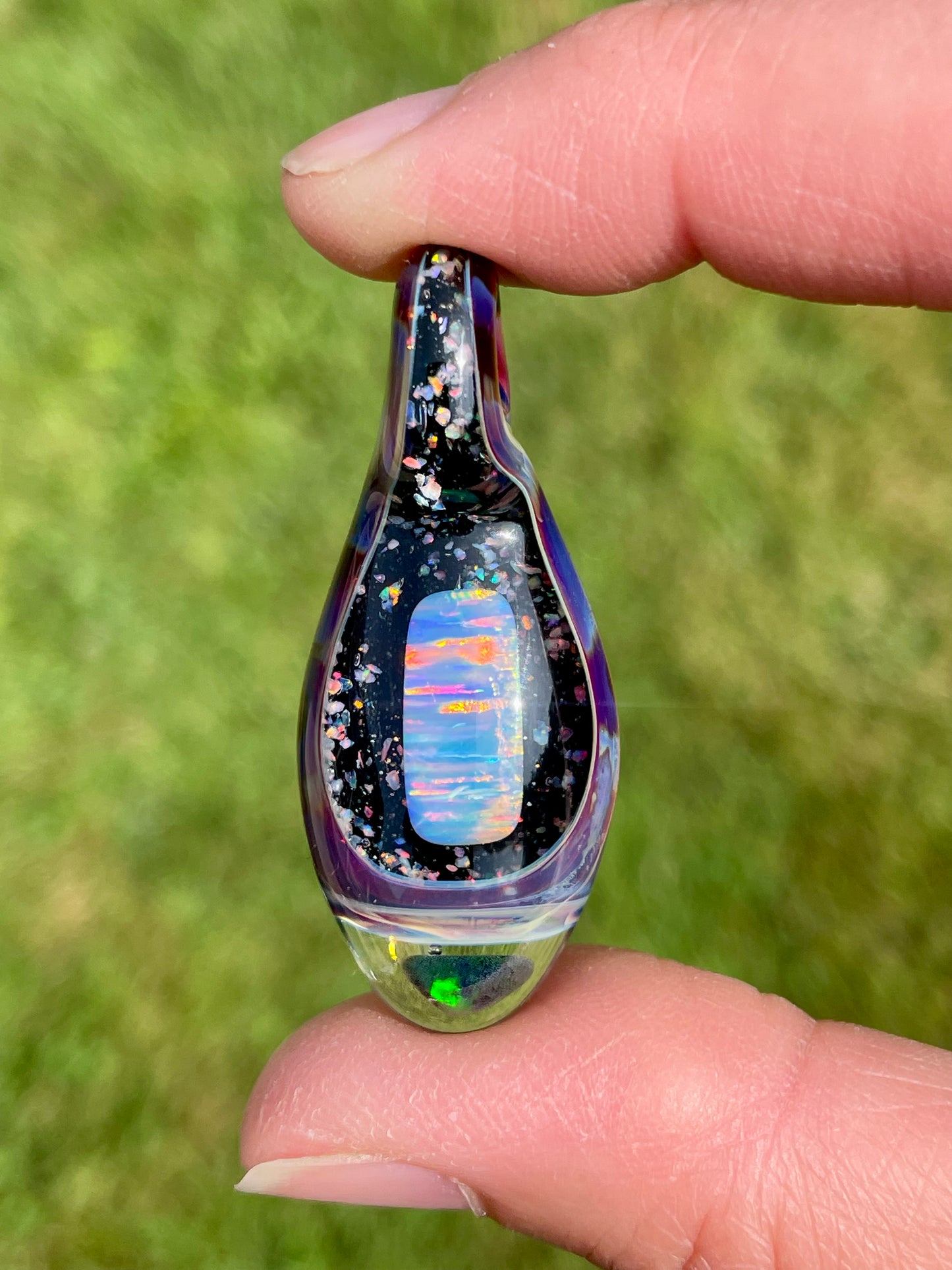 Handmade Glass Opal Pendant Necklace, One of a Kind Opal Pendant, Gemstone Jewelry, Anniversary Gift, Birthday Gift, Mothers Day Gift Idea