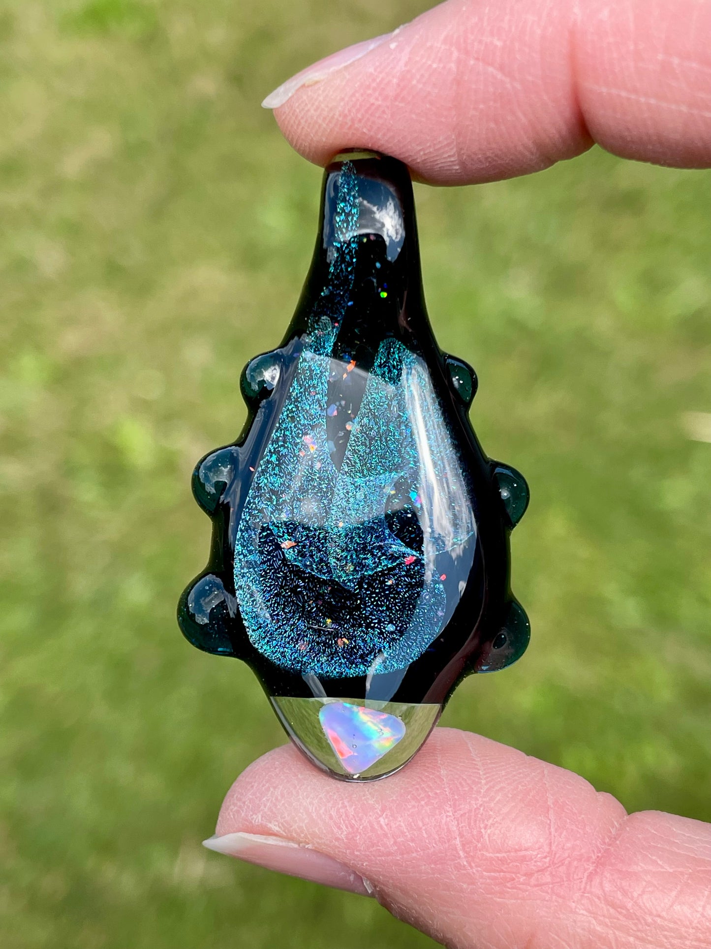 Handmade Glass Opal Dichro Pendant, Unique Birthday Gift Idea, Mystical Jewelry, Opal Pendant, Beautiful Opal Necklace, Stunning Necklace