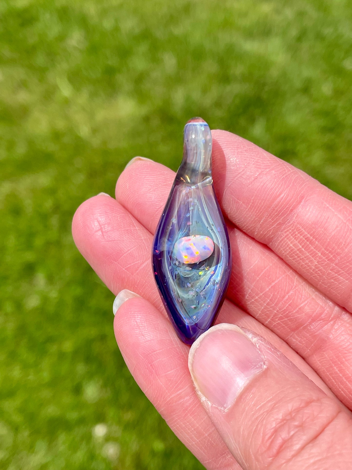 Handmade Beautiful Opal Necklace, Small Glass Pendant, Gemstone Jewelry, Mystical Pendant for her, Unique Birthday Gift, Gift for Graduate