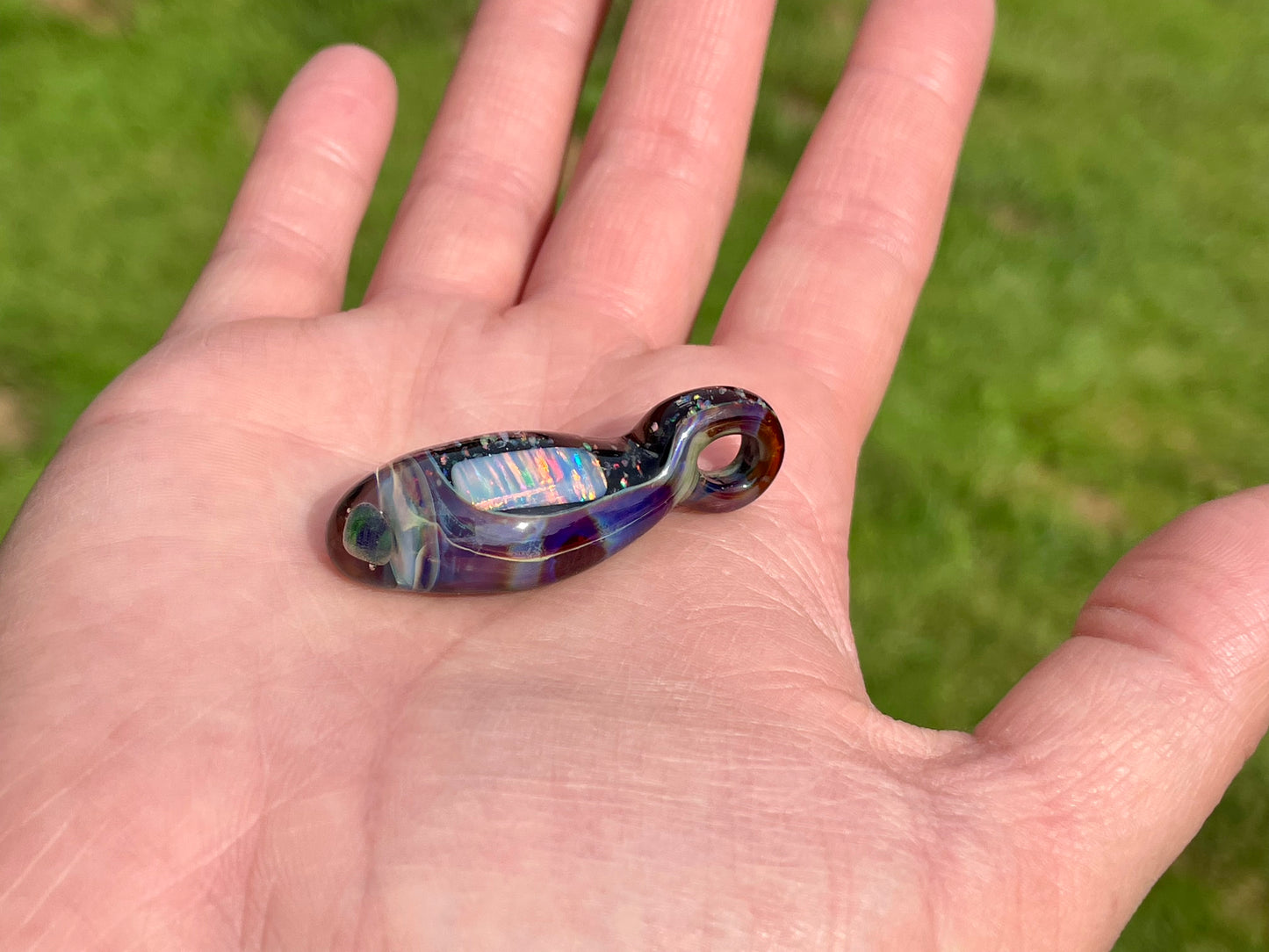Handmade Glass Opal Pendant Necklace, One of a Kind Opal Pendant, Gemstone Jewelry, Anniversary Gift, Birthday Gift, Mothers Day Gift Idea