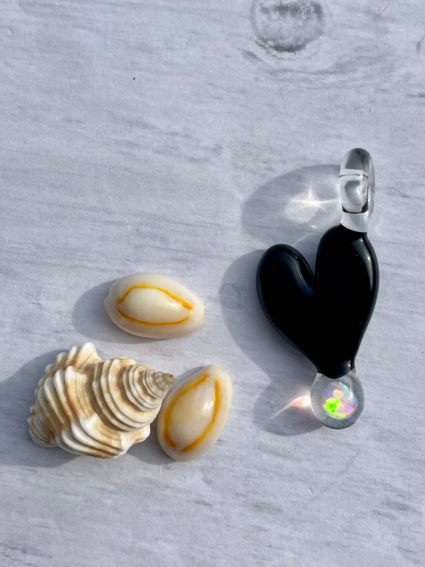 Blown Glass Opal Pendant, Black Heart Necklace for Her, Opal Heart Jewelry, Anniversary Gift gift for wife, Graduation Gift for daughter