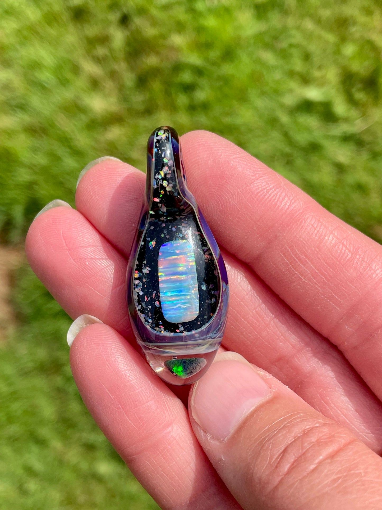 Handmade Glass Opal Pendant Necklace, One of a Kind Opal Pendant, Gemstone Jewelry, Anniversary Gift, Birthday Gift, Mothers Day Gift Idea
