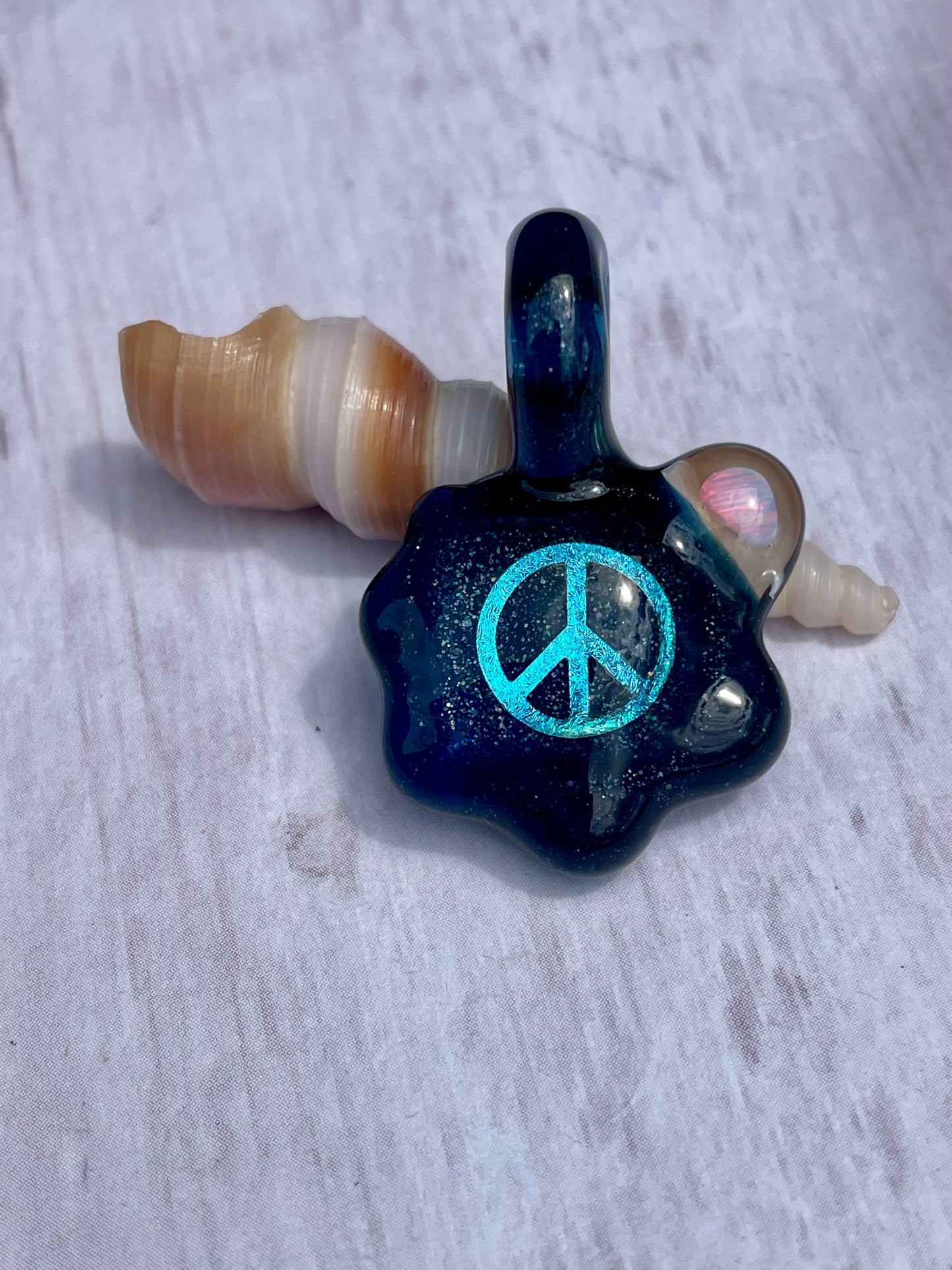 Peace Necklace - Unique Gift for Her - Handmade Glass Opal Pendant - Birthday Gift Idea - Lampwork Focal Charm Bead - Peace Sign Pendant
