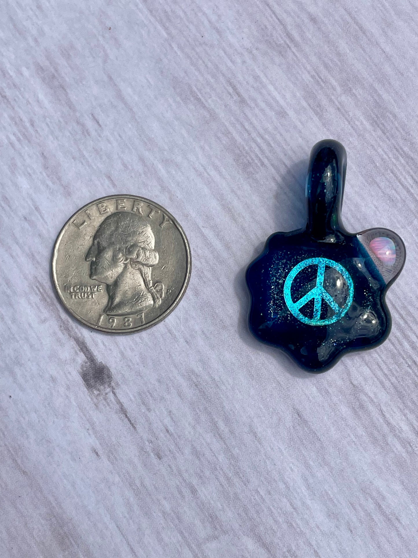 Peace Necklace - Unique Gift for Her - Handmade Glass Opal Pendant - Birthday Gift Idea - Lampwork Focal Charm Bead - Peace Sign Pendant