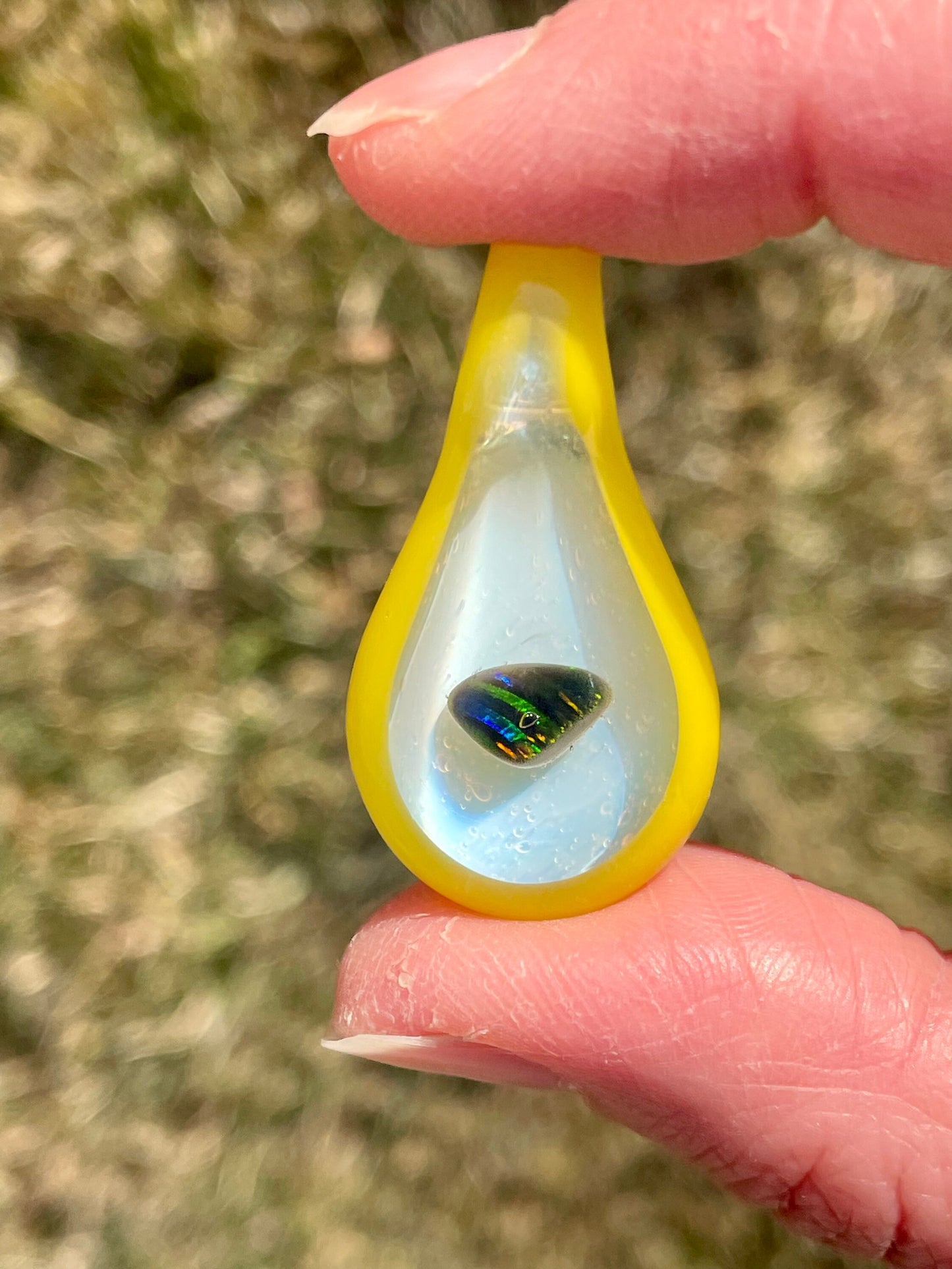 Blown Glass Necklace, Artisan Jewelry for Women, Gift for Girlfriend, Unique Gift For Daughter, Blown Glass Opal Necklace, Heady Pendant