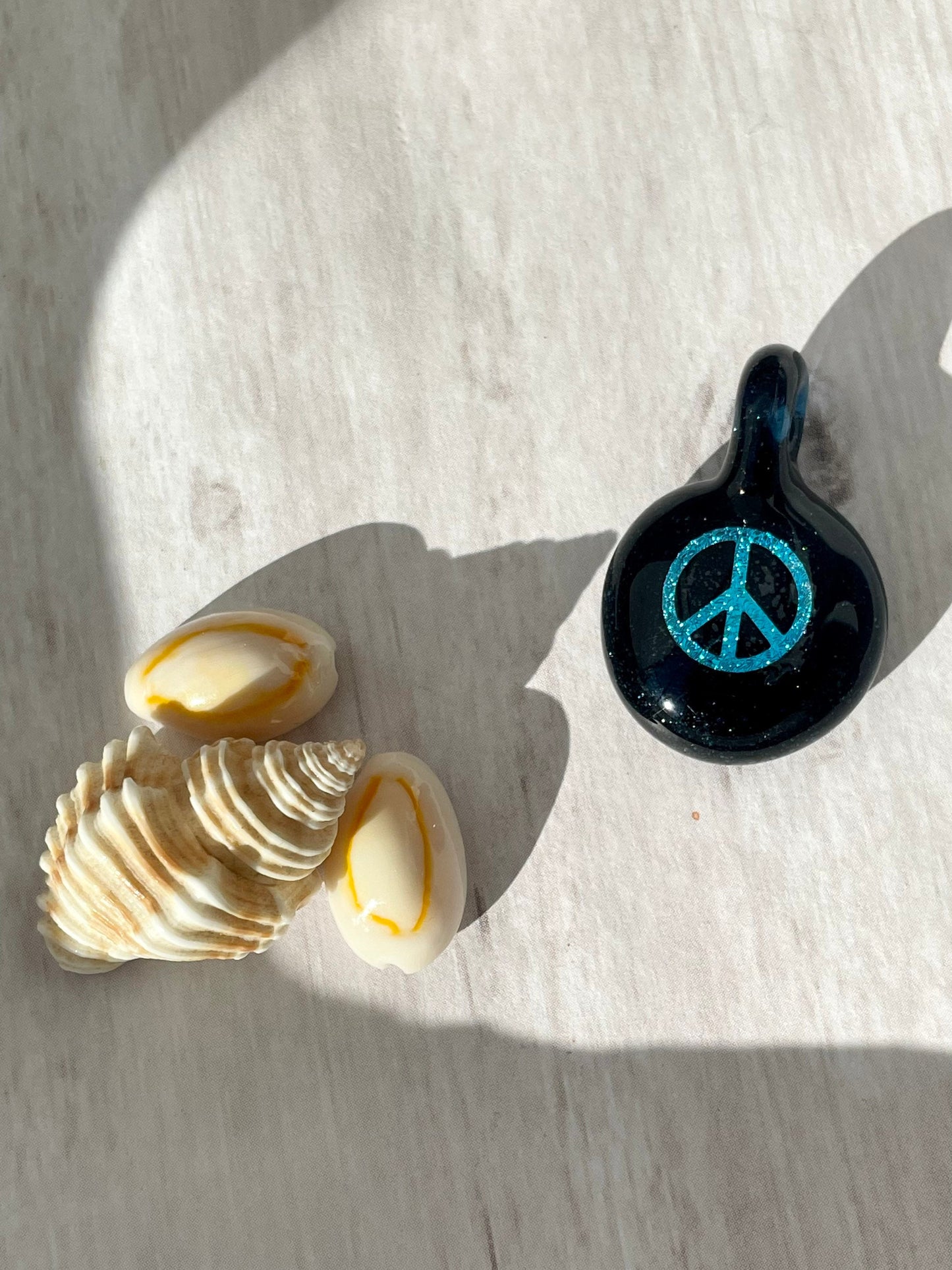 Peace Necklace - Gift for Her - Blown Glass Dichroic Pendant - Sister Birthday Gift - Lampwork Focal Charm Bead - Unique Peace Sign Pendant