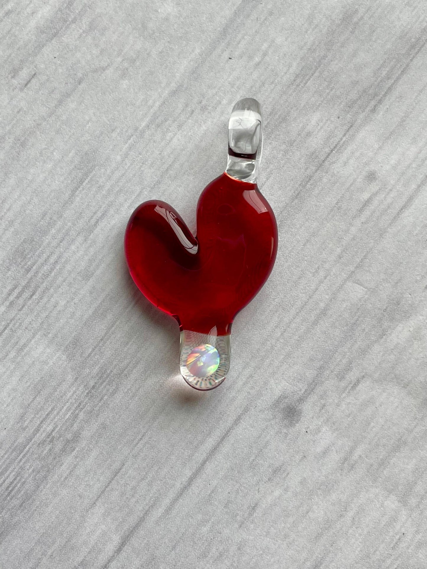 Blown Glass Heart Pendant Opal Necklace for Her, Simple Heart Jewelry, Birthday Gift for wife, Anniversary Gift, Valentines Day Gift Idea