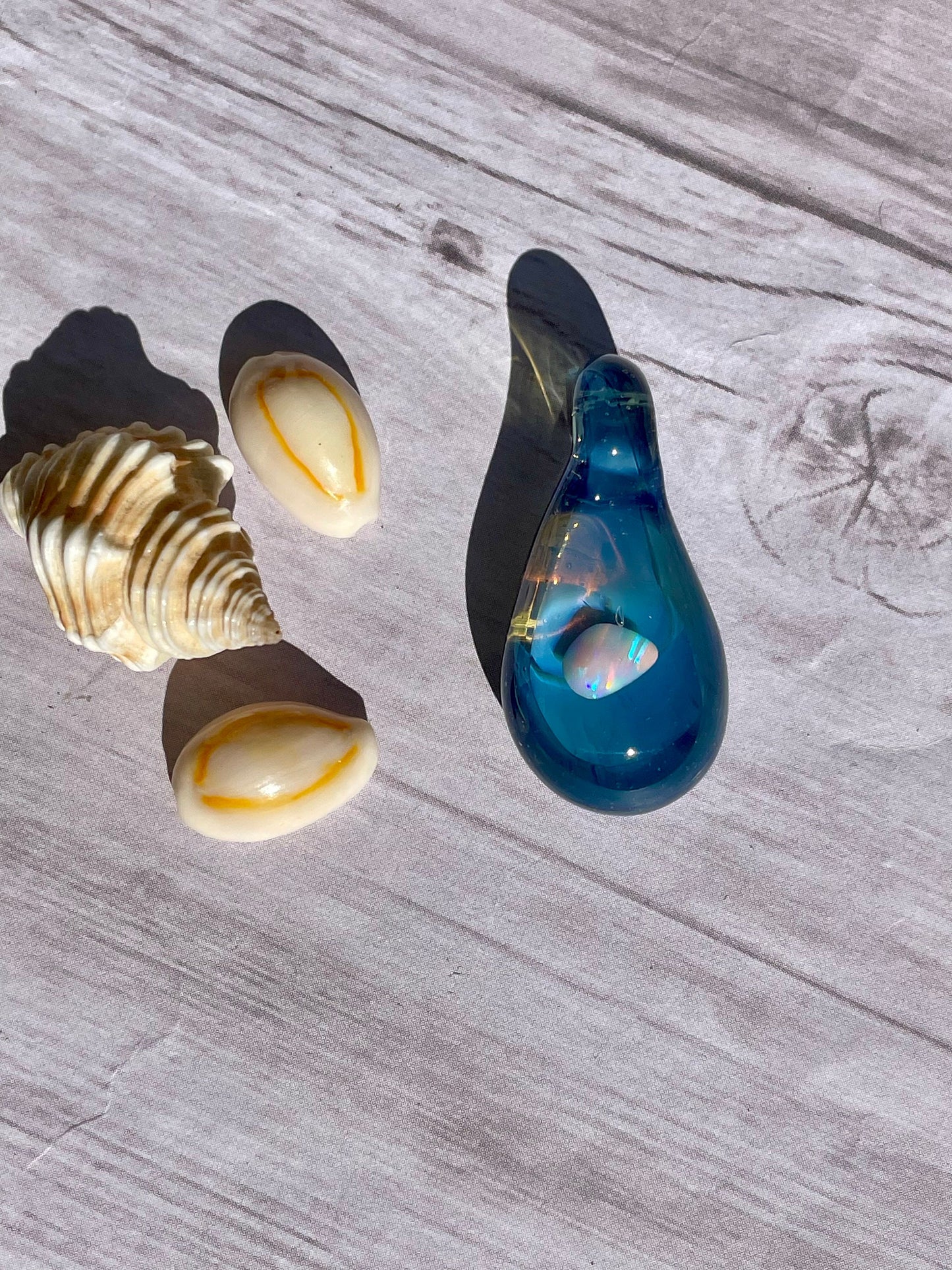 Small Glass Opal Pendant, Enchanting Blue Necklace, Ocean Inspired Gift Idea, Birthday Gift for her, Blue Mystical Jewelry, Valentines gift