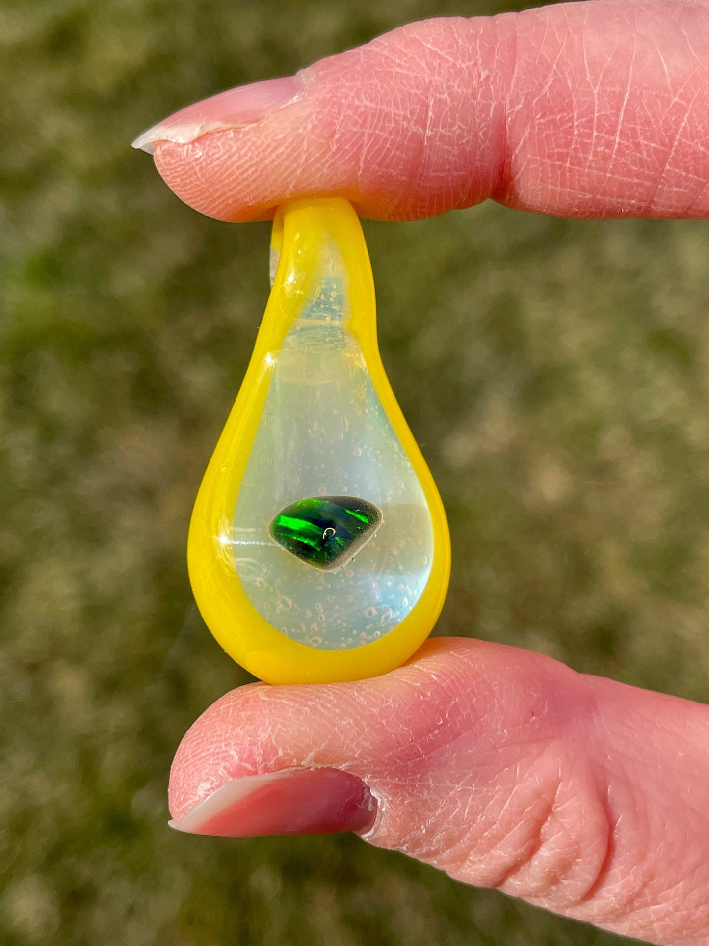Blown Glass Necklace, Artisan Jewelry for Women, Gift for Girlfriend, Unique Gift For Daughter, Blown Glass Opal Necklace, Heady Pendant