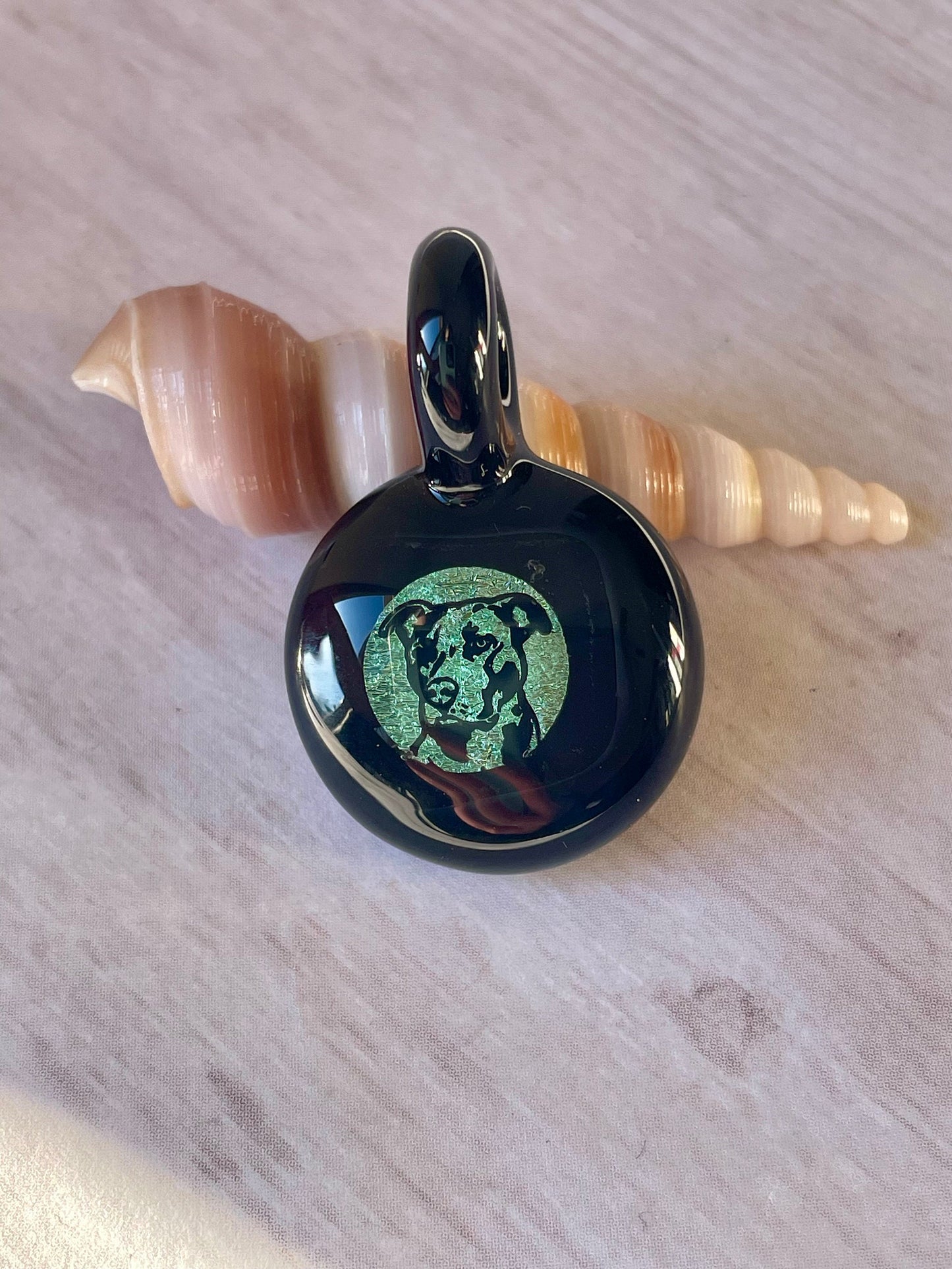 Blown Glass Necklace, Pitbull Mom Gifts, Rescue dog mom jewelry, birthday mom gift from dog, American Staffordshire Terrier, dog lover gift