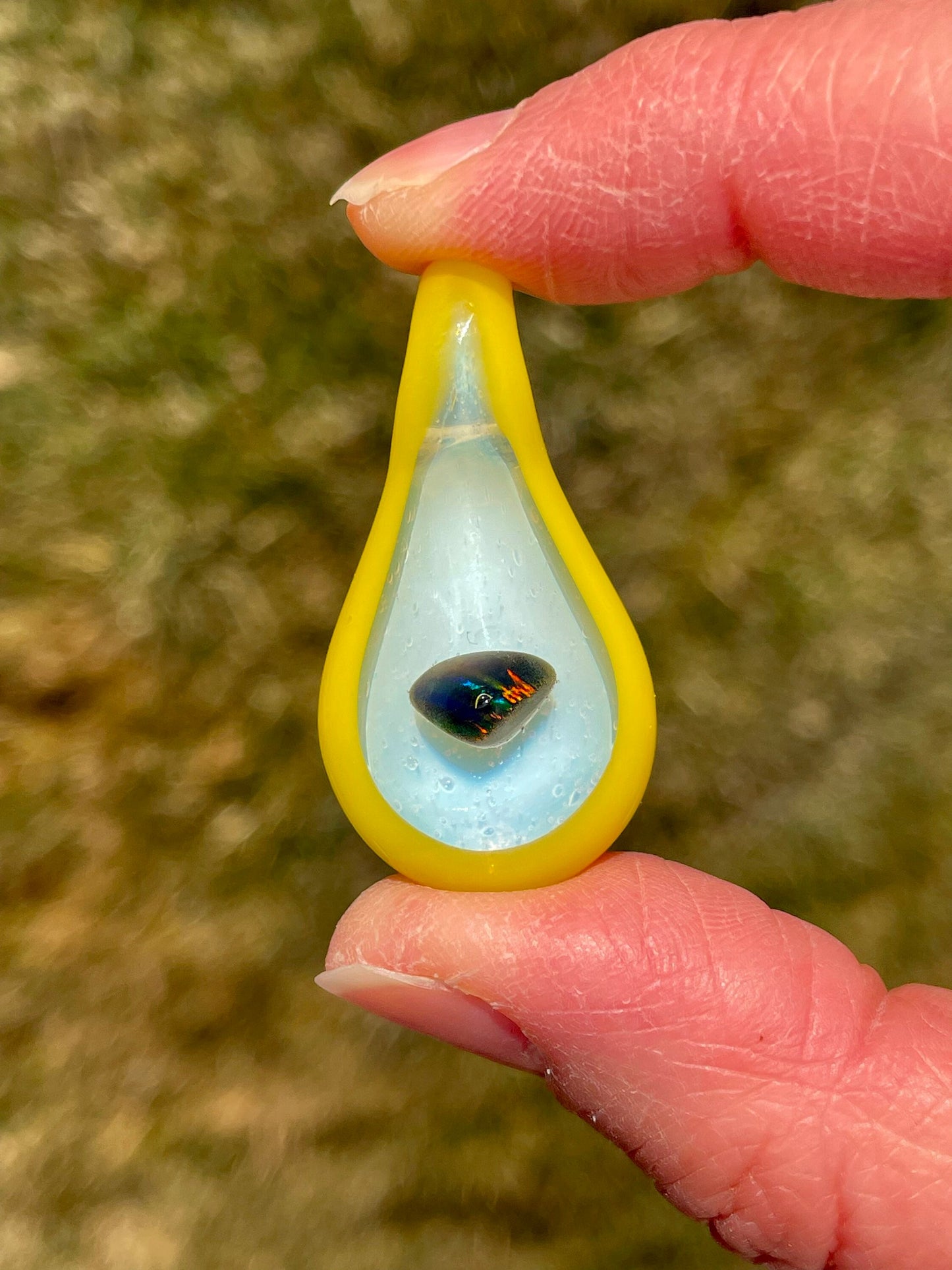Blown Glass Necklace, Artisan Jewelry for Women, Gift for Girlfriend, Unique Gift For Daughter, Blown Glass Opal Necklace, Heady Pendant