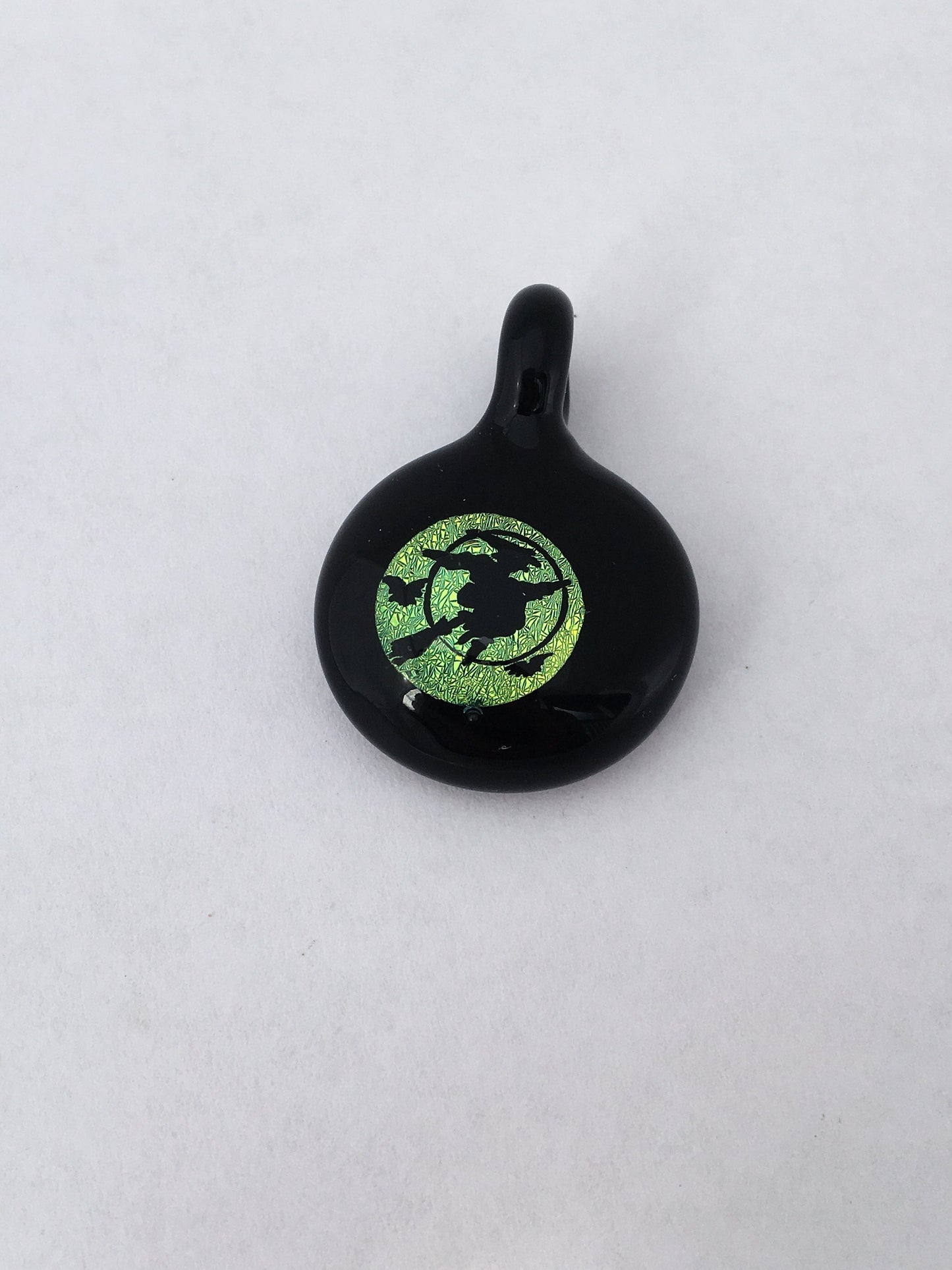 Witch Necklace, Witch Jewelry, Blown Glass Dichroic Pendant for women, Gift for her, Halloween jewelry, Wiccan Gift for teen sister, witch