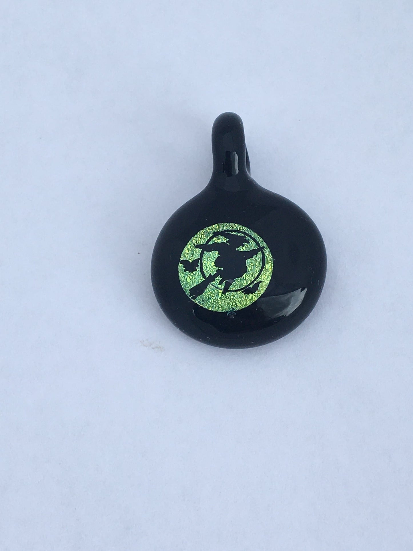 Witch Necklace, Witch Jewelry, Blown Glass Dichroic Pendant for women, Gift for her, Halloween jewelry, Wiccan Gift for teen sister, witch