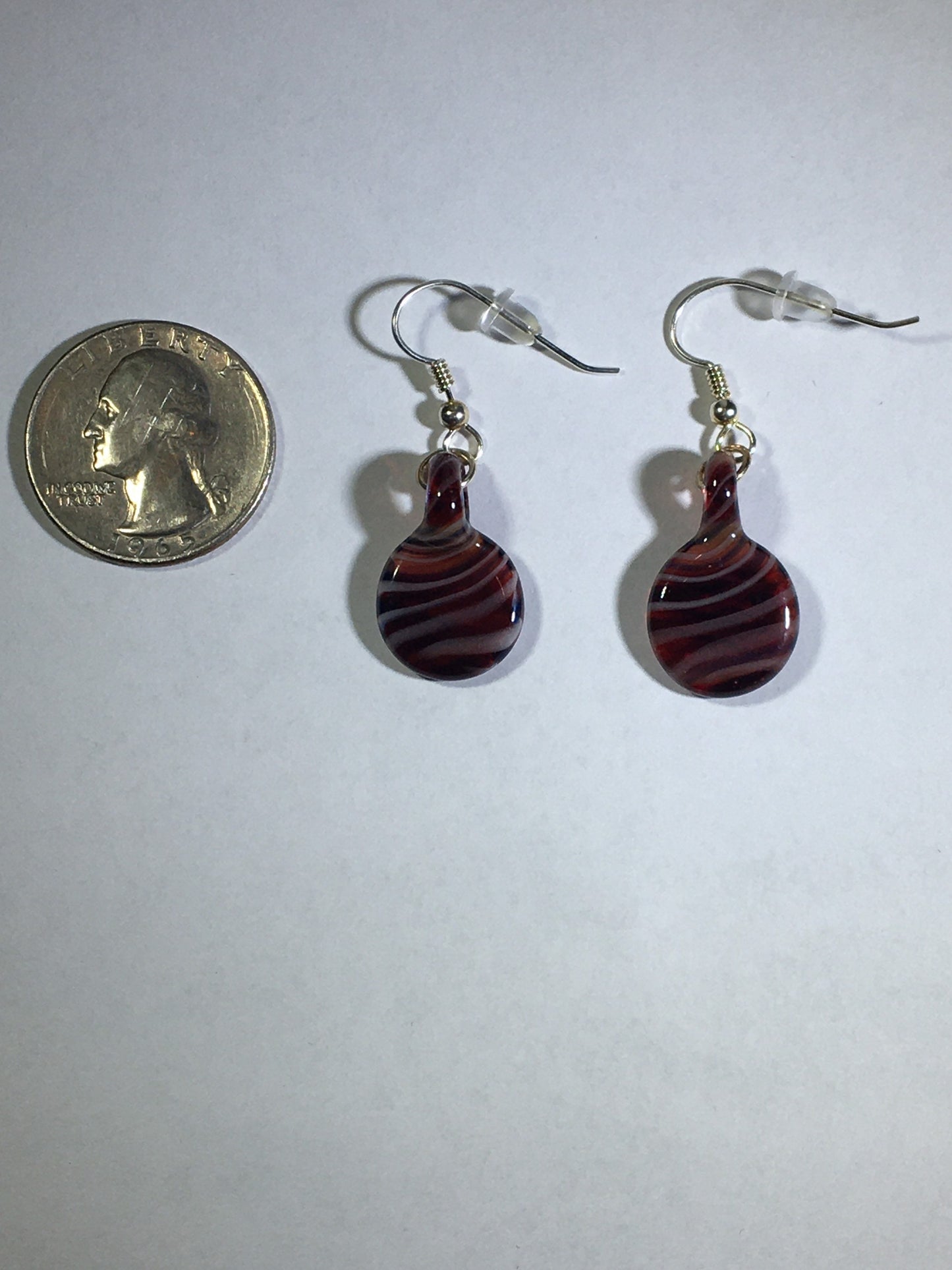 Blown Glass Patriotic Earrings, Dangle Earrings, Drop Earrings for her, Red White and Blue earrings, Handmade Gift, July 4th Gift Ideas