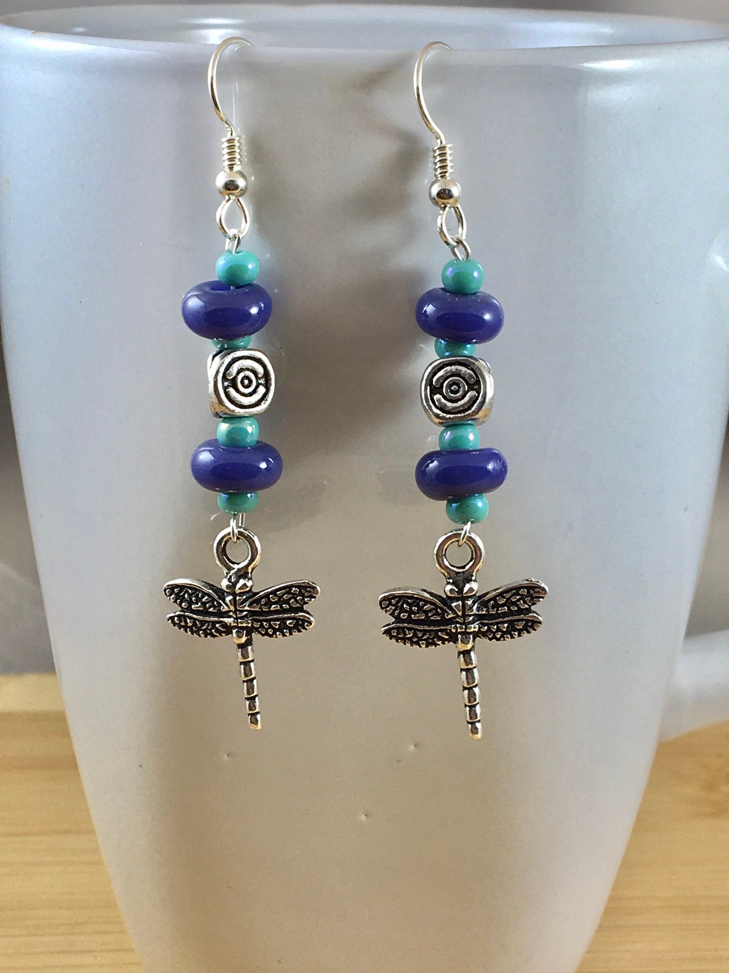 Dragonfly Earrings, Sterling Silver boho earrings, dangle earrings, sister birthday gift for her, dragonfly gifts, gifts for mom, blue gifts