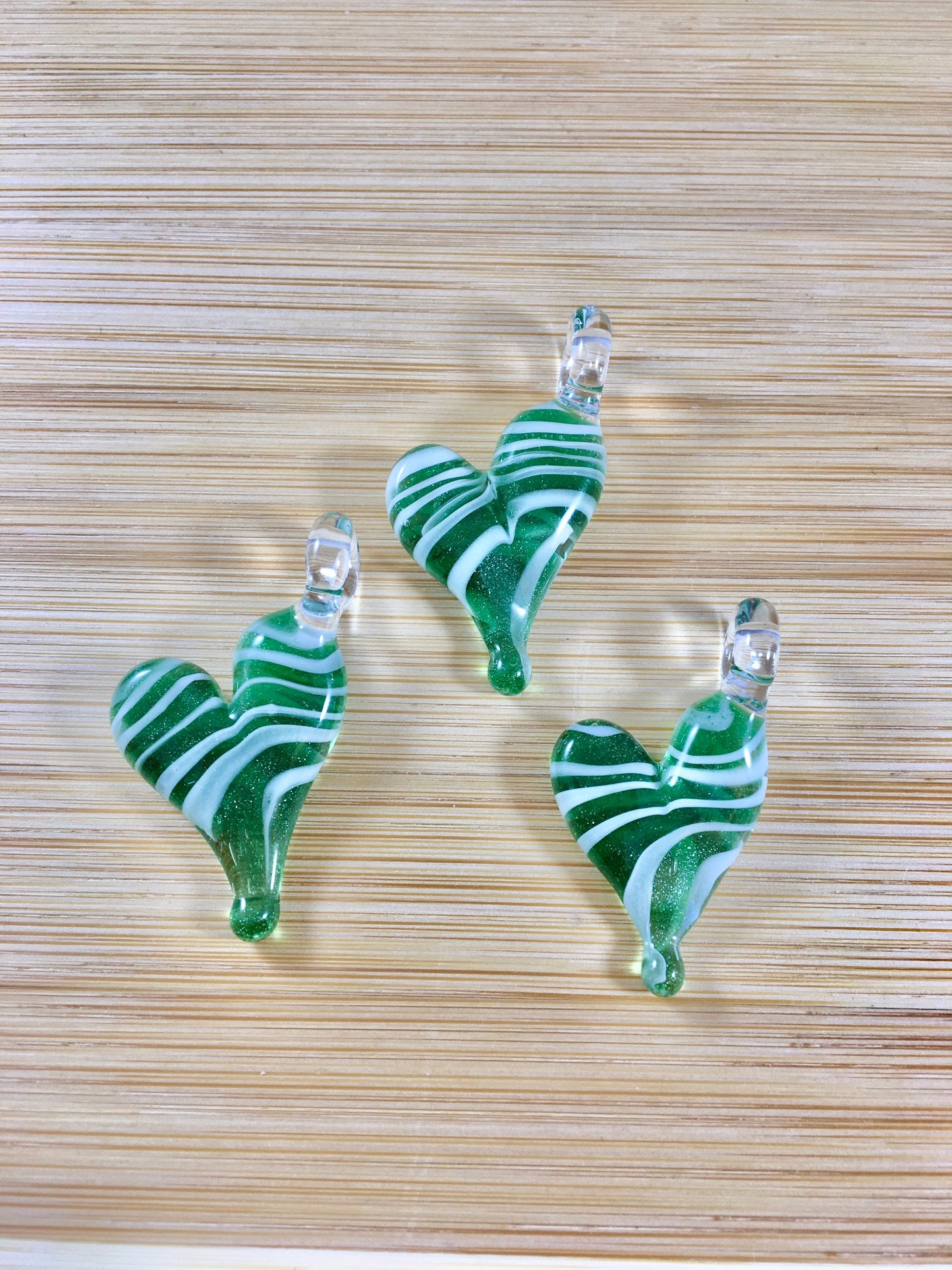 Green Heart Necklace for Women, Heart Jewelry, Gift for girlfriend or wife, Glass Heart Pendant, Valentines Day Gift, candy cane necklace