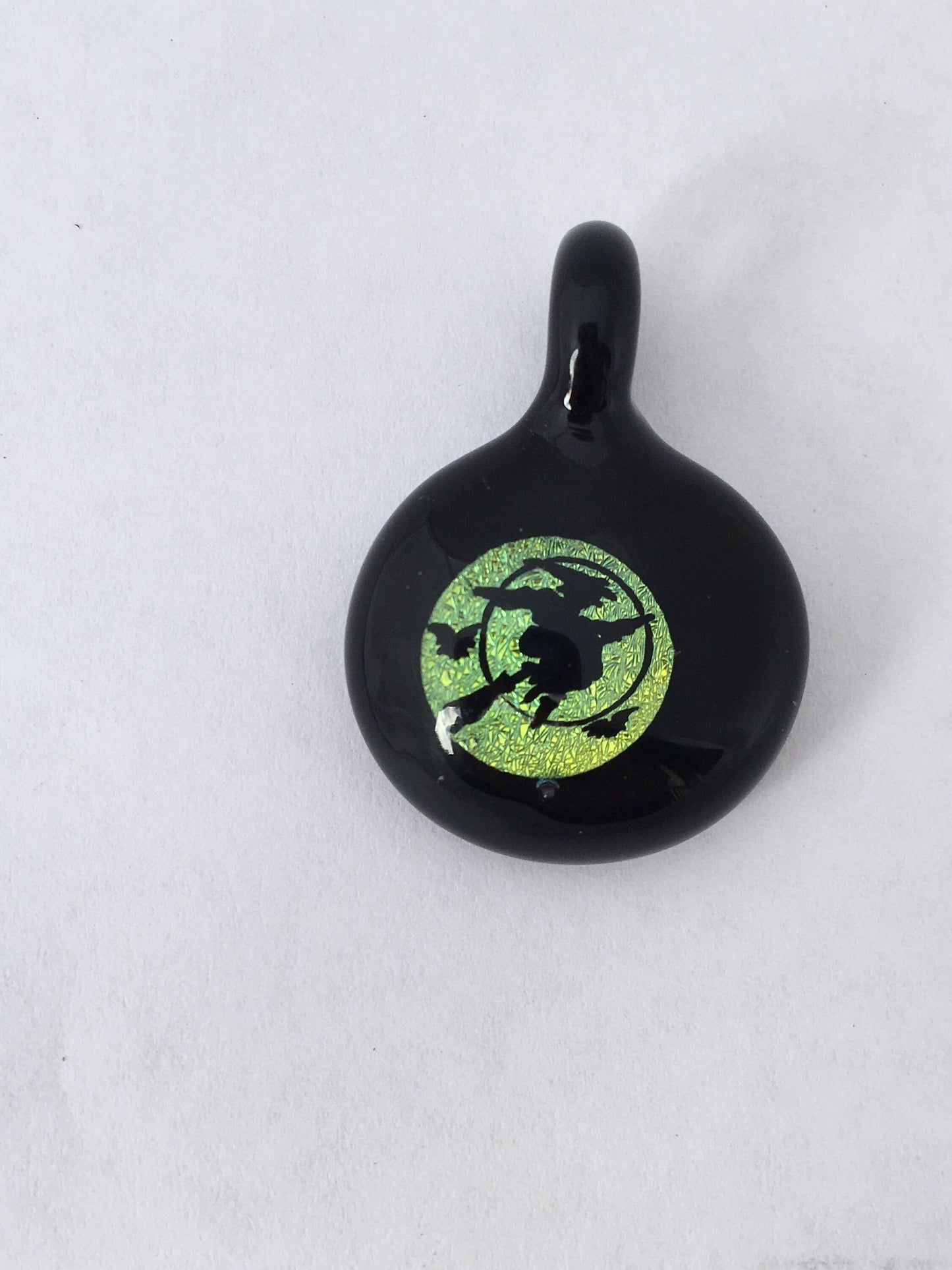 Witch Necklace, Witch Jewelry, Blown Glass Dichroic Pendant for women, Gift for her, Halloween jewelry, Wiccan Gift for teen sister, witch