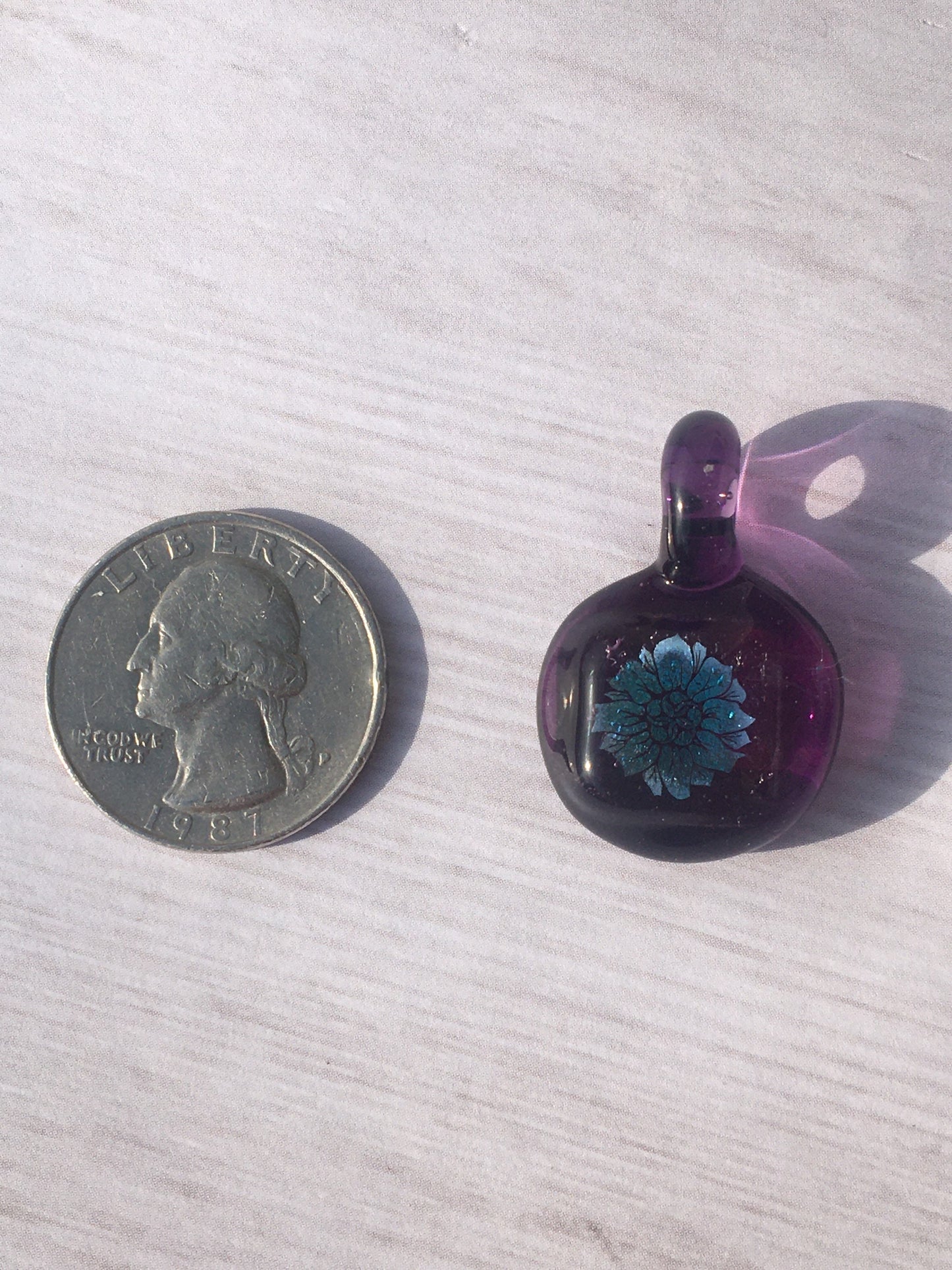 Sunflower pendant necklace gift for women, purple blown glass necklace, dichroic pendant, unique gift for birthday, girlfriend gift for her